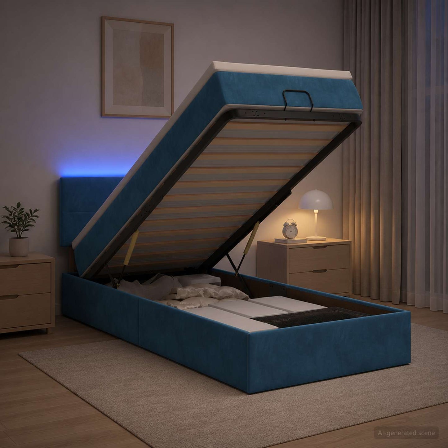 Óriási Ágy Matrac és LED világítással Sötétkék 80 x 200 cm