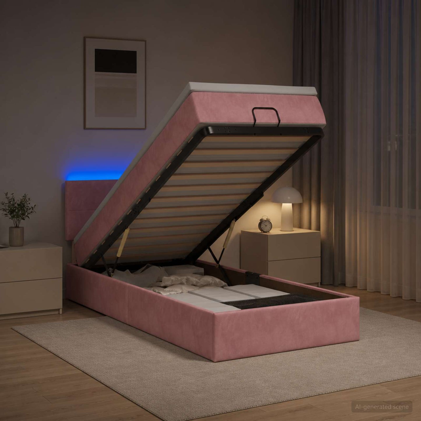 Óriási Ágy Matrac és LED világítással Rózsaszín 80 x 200 cm