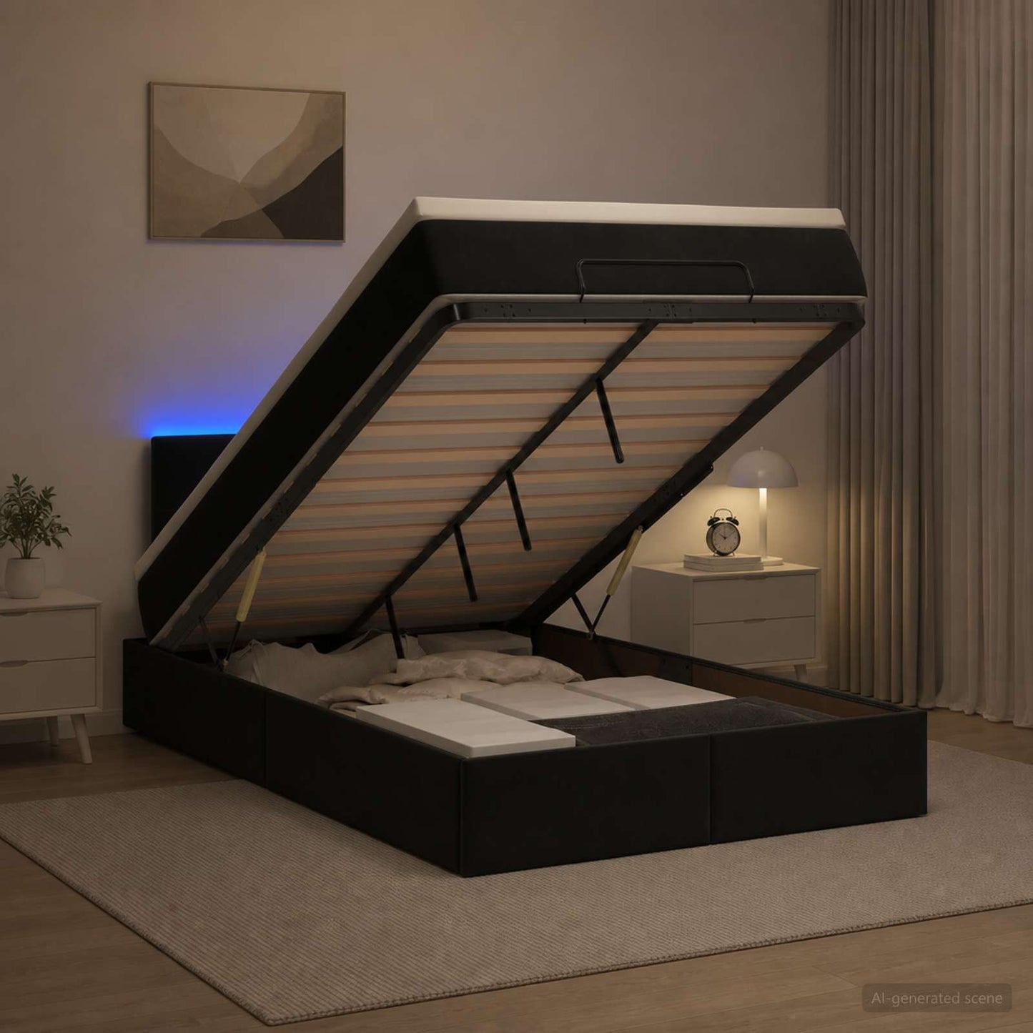 Óriási Ágy Matrac és LED világítással Fekete 120 x 190 cm