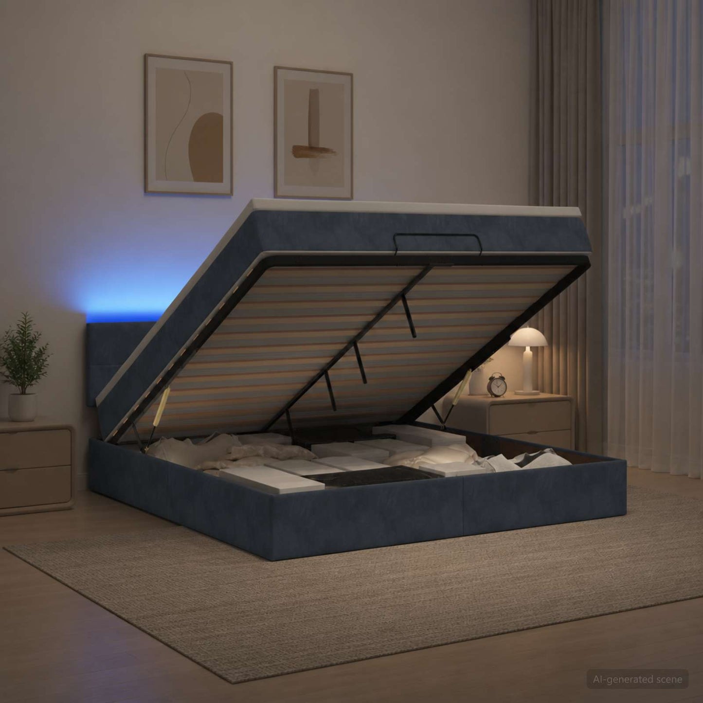 Óriási Ágy Matrac és LED világítással Sötétszürke 140 x 190 cm