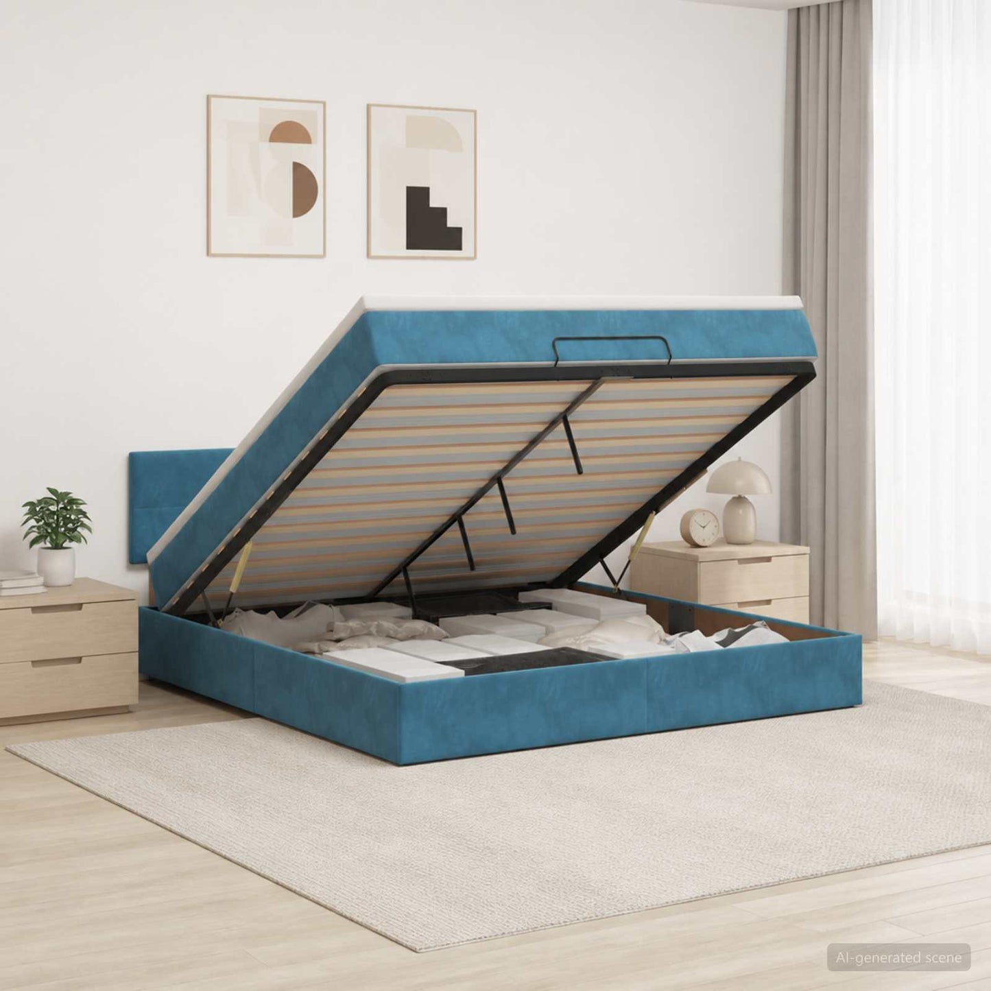 Óriási Ágy Matrac és LED világítással Sötétkék 140 x 190 cm