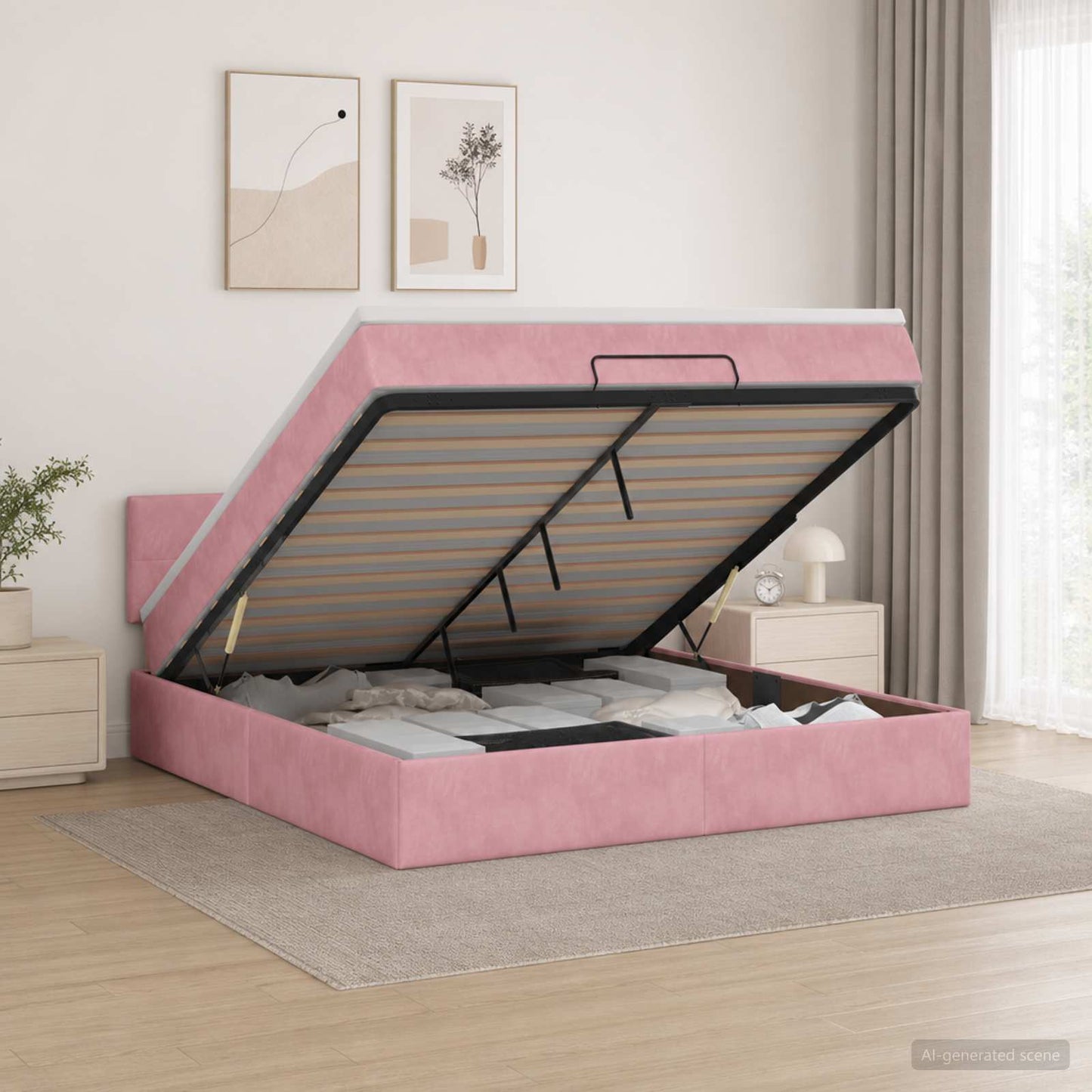 Óriási Ágy Matrac és LED világítással Rózsaszín 140 x 190 cm