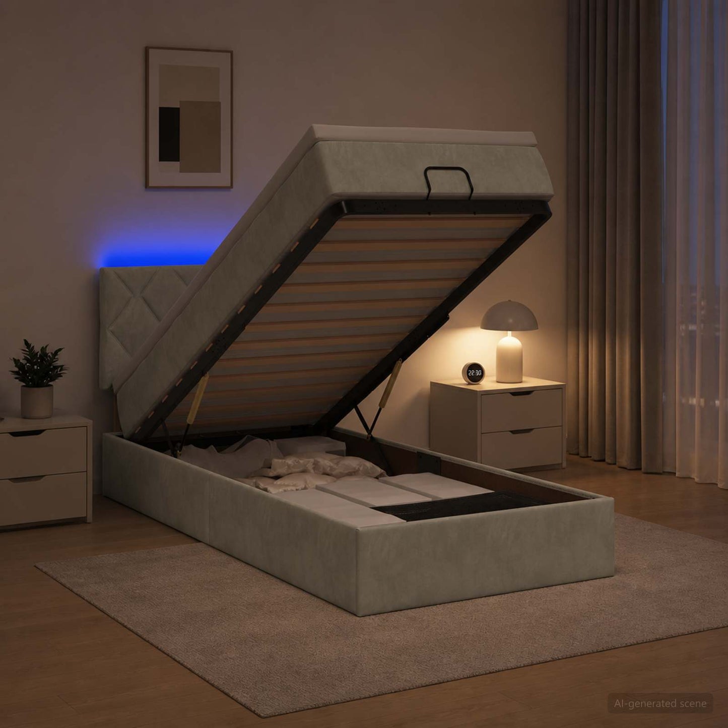 Óriási Ágy Matrac és LED világítással Világosszürke 90 x 190 cm