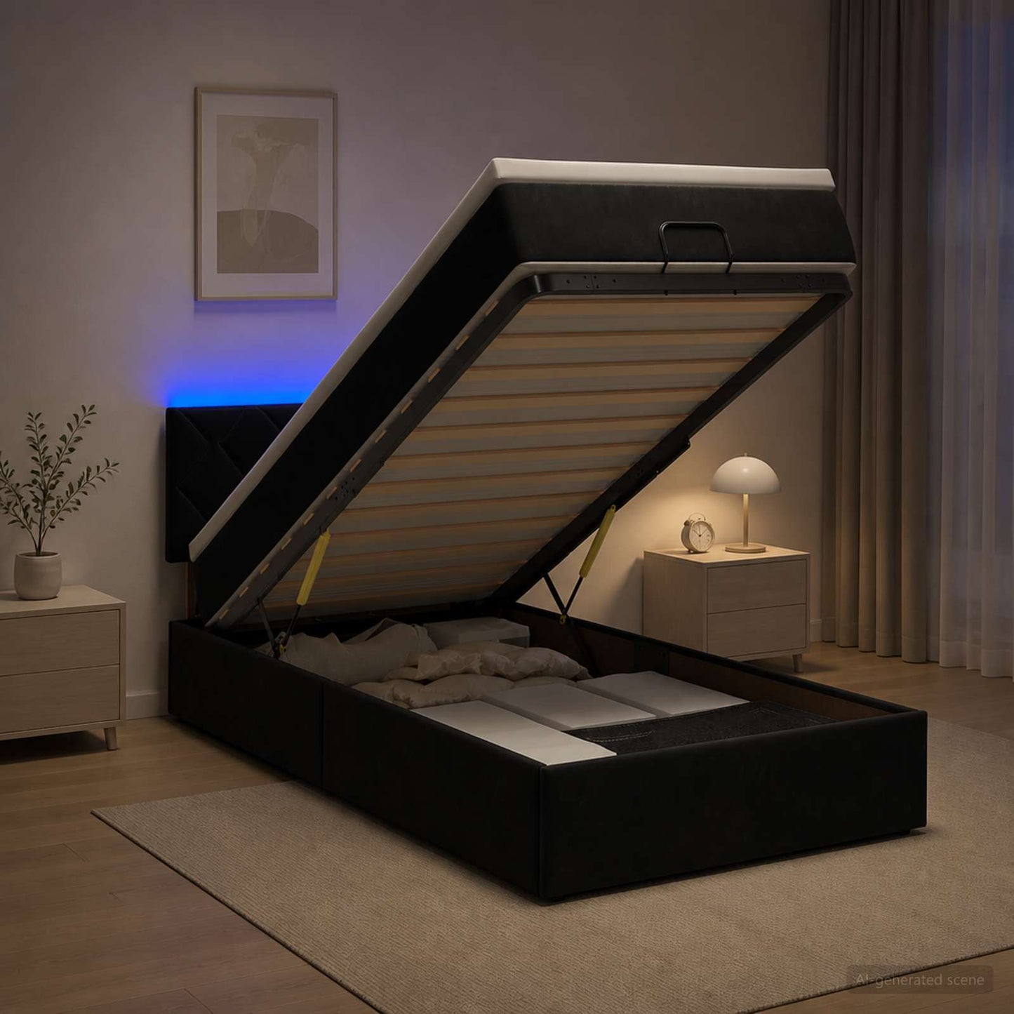 Óriási Ágy Matrac és LED világítással Fekete 100 x 200 cm