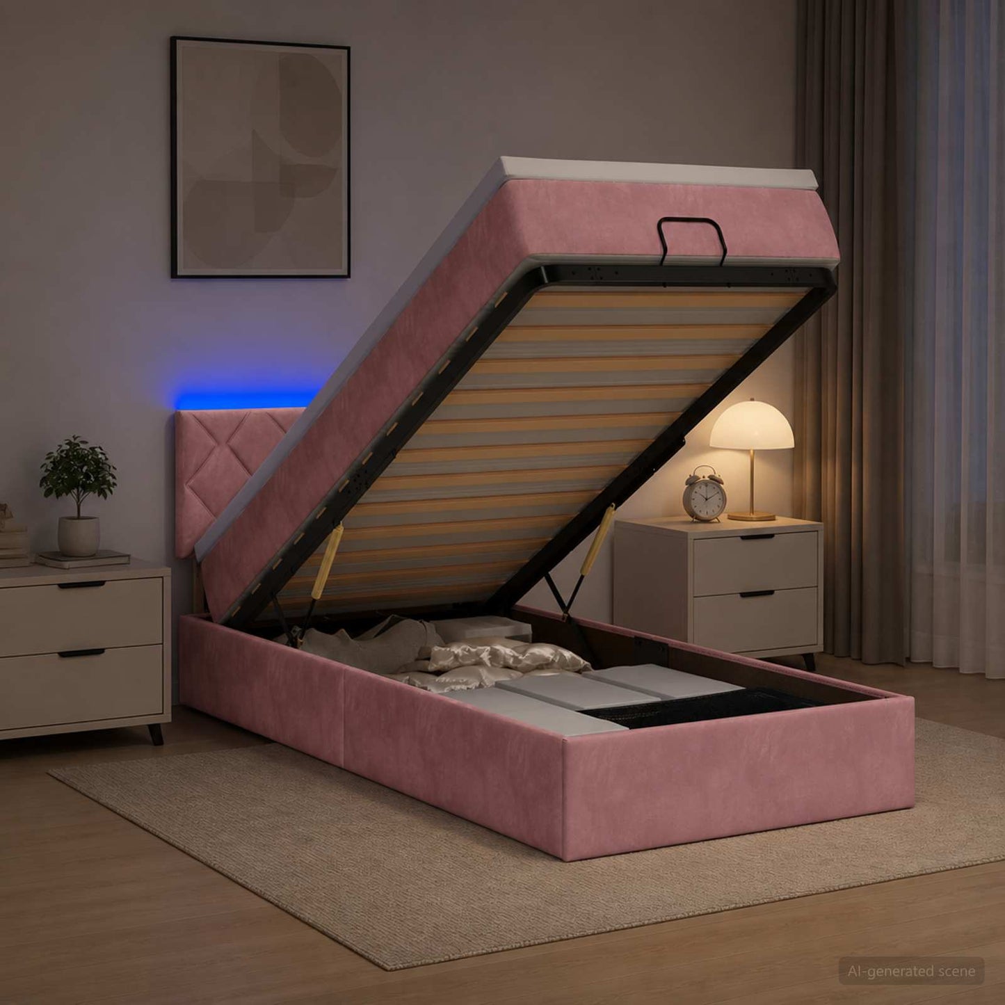 Óriási Ágy Matrac és LED világítással Rózsaszín 80 x 200 cm