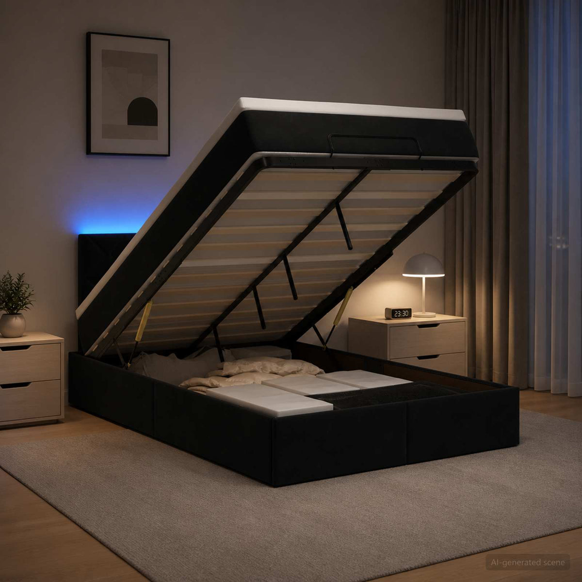 Óriási Ágy Matrac és LED világítással Fekete 120 x 190 cm
