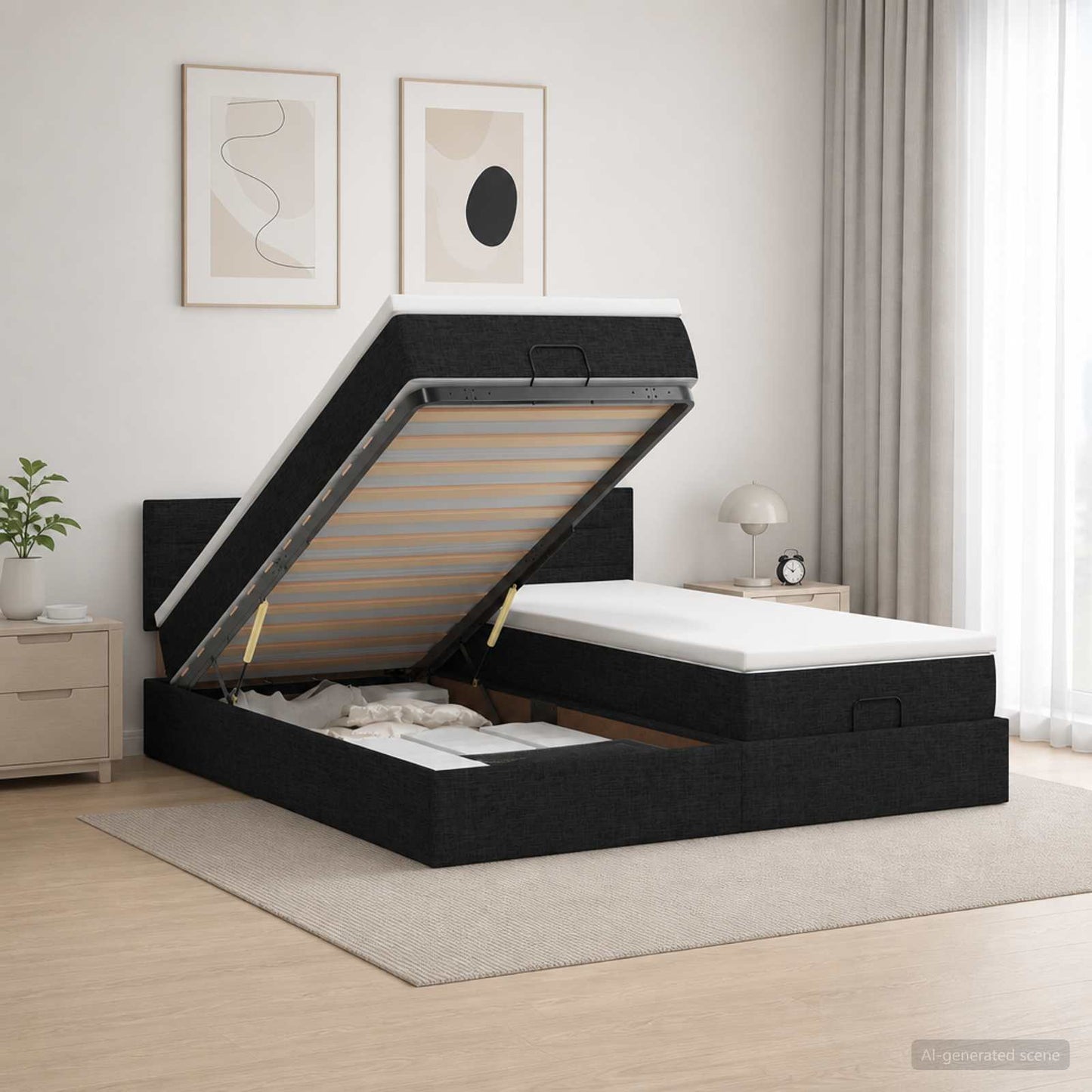 Óriási Ágy Matrac és LED világítással Fekete 180 x 200 cm