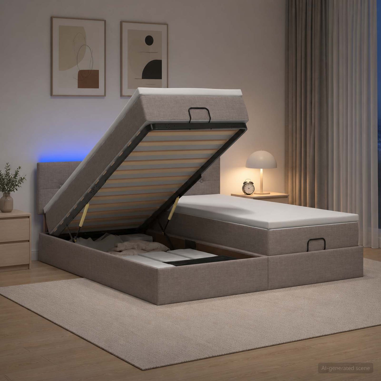 Óriási Ágy Matrac és LED világítással Tópszínű 160 x 200 cm