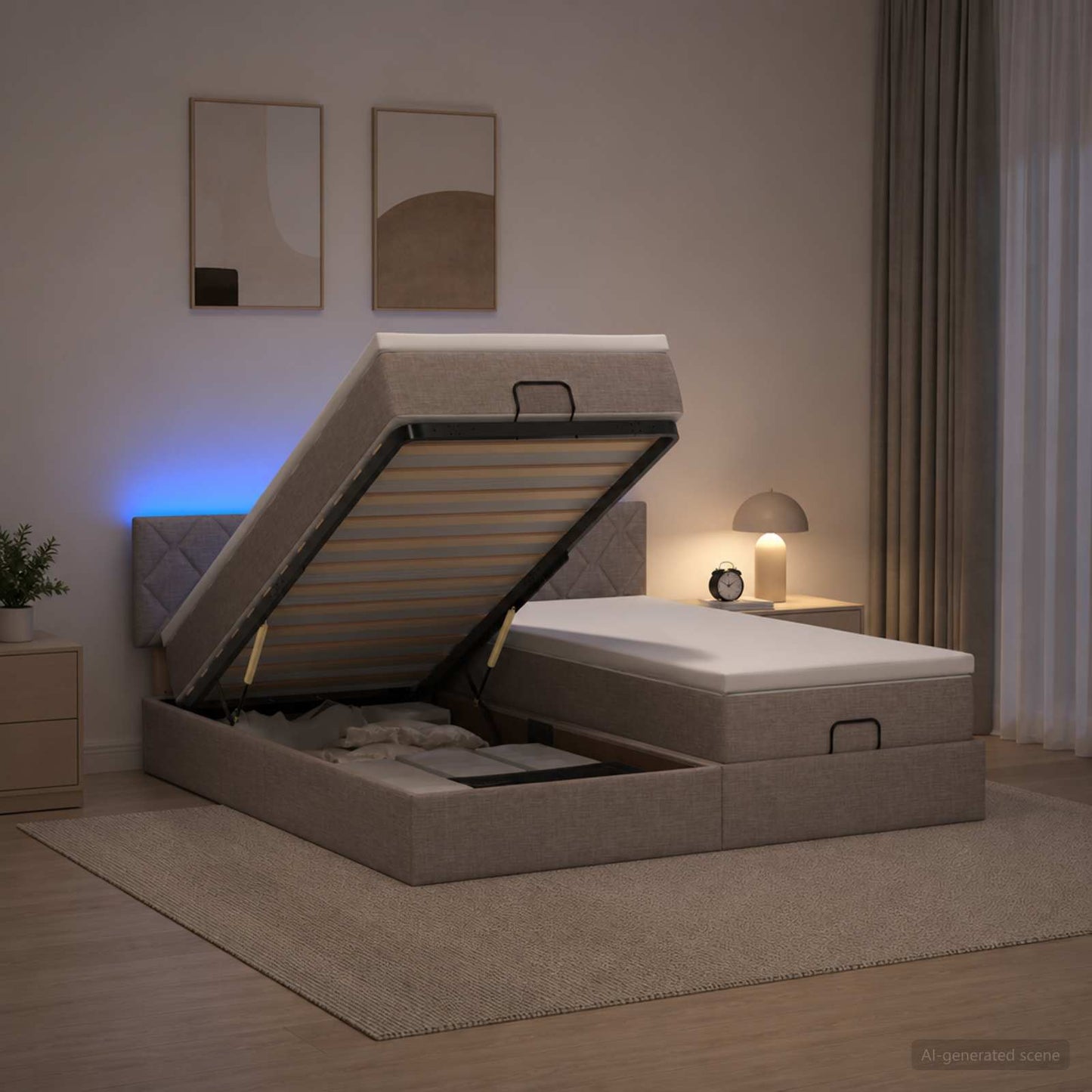 Óriási Ágy Matrac és LED világítással Tópszínű 200 x 200 cm
