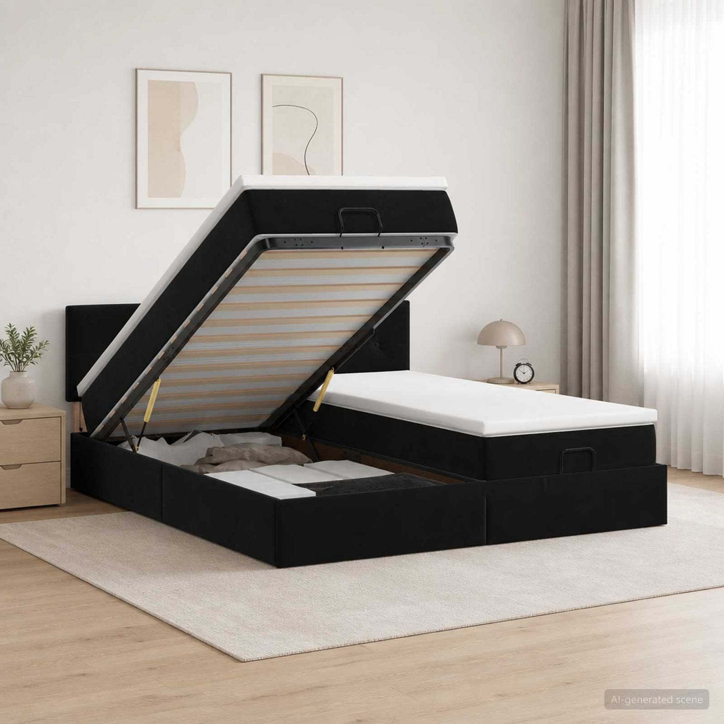 Óriási Ágy Matrac és LED világítással Fekete 200 x 200 cm