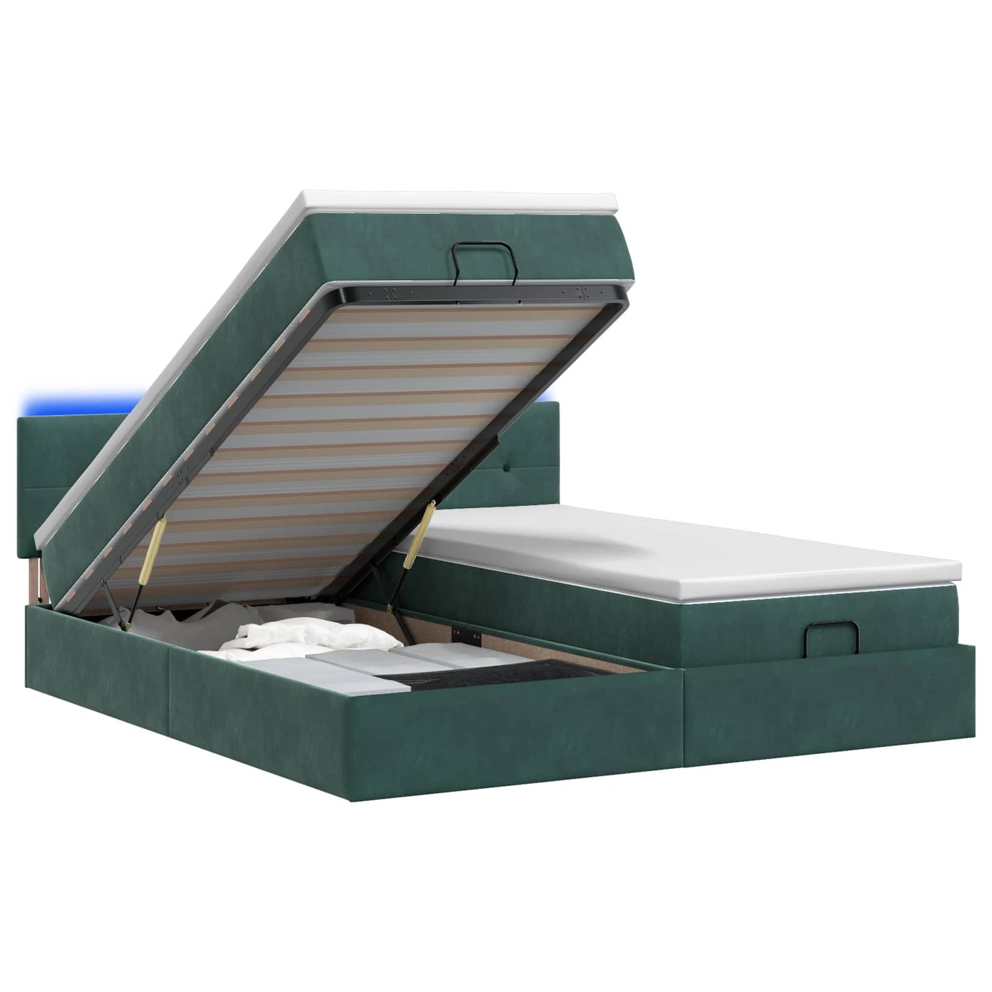 Óriási Ágy Matrac és LED világítással Sötétzöld 180 x 200 cm