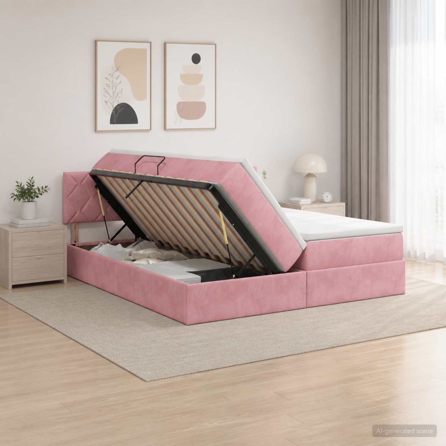 Óriási Ágy Matrac és LED világítással Rózsaszín 200 x 200 cm