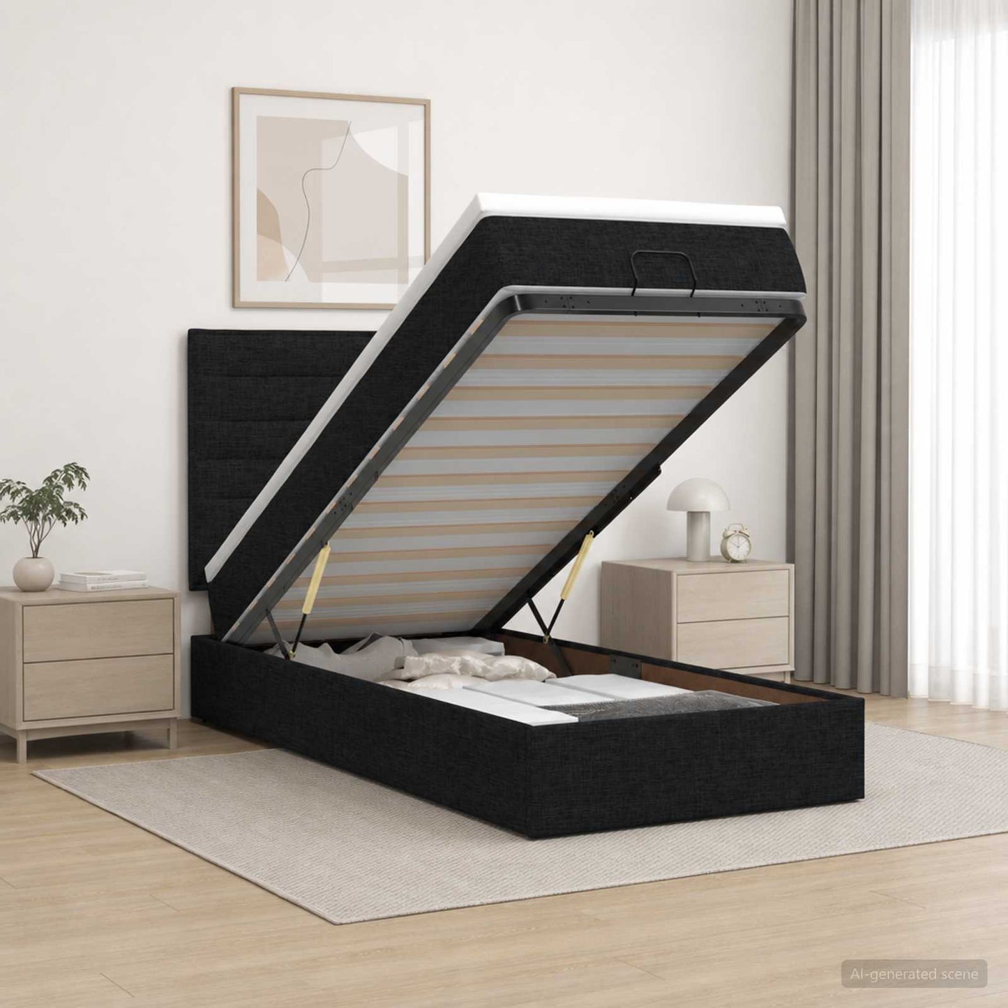 Óriási Ágy Matrac és LED világítással Fekete 80 x 200 cm Szövet