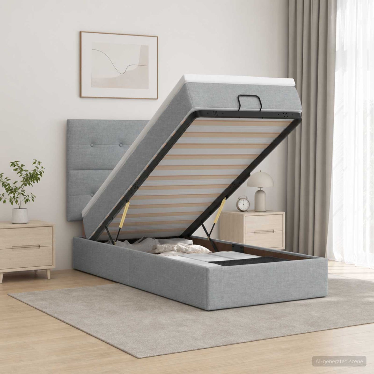 Óriási Ágy Matrac és LED világítással Világosszürke 90 x 200 cm