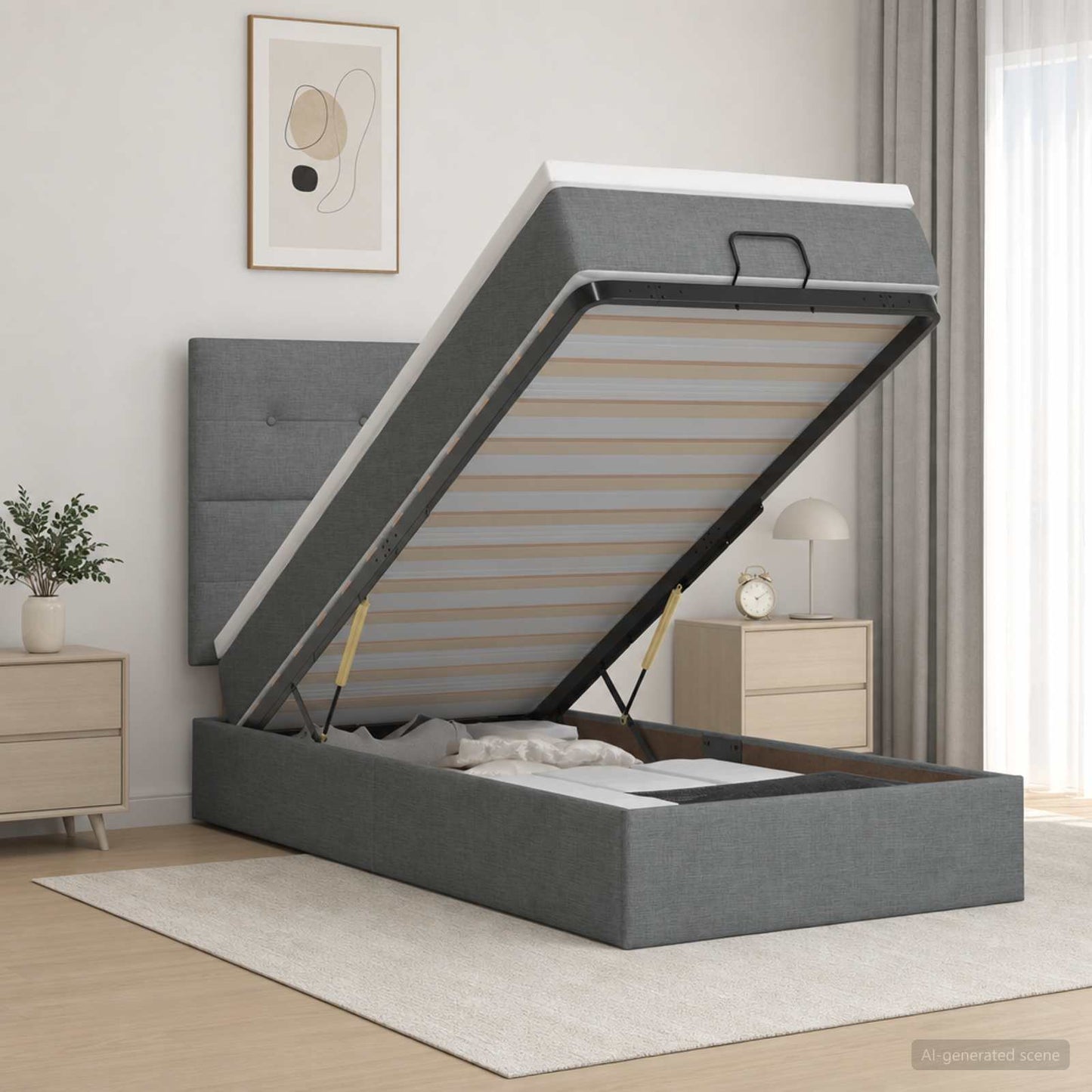Óriási Ágy Matrac és LED világítással Sötétszürke 100 x 200 cm