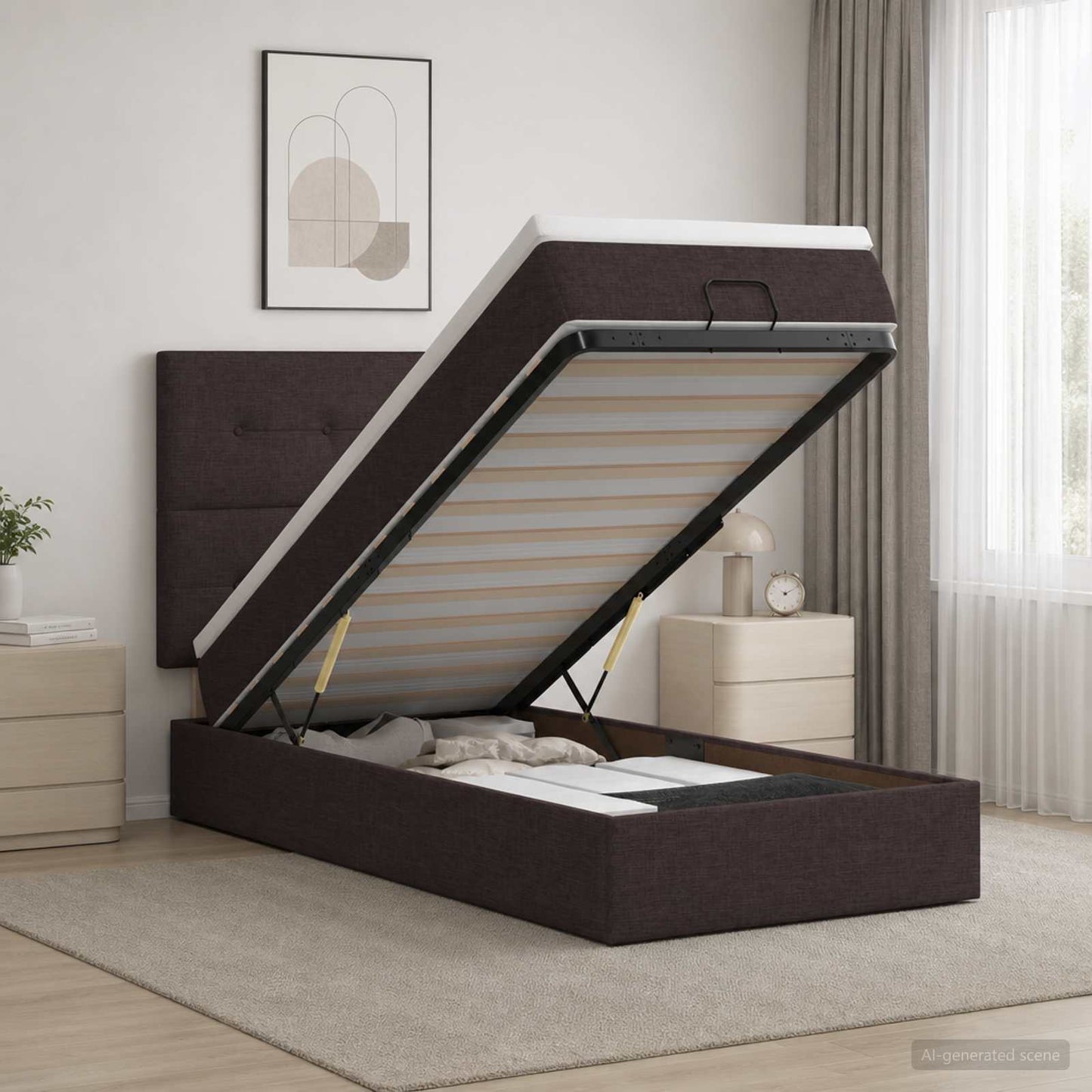 Óriási Ágy Matrac és LED világítással Sötét Barna 80 x 200 cm