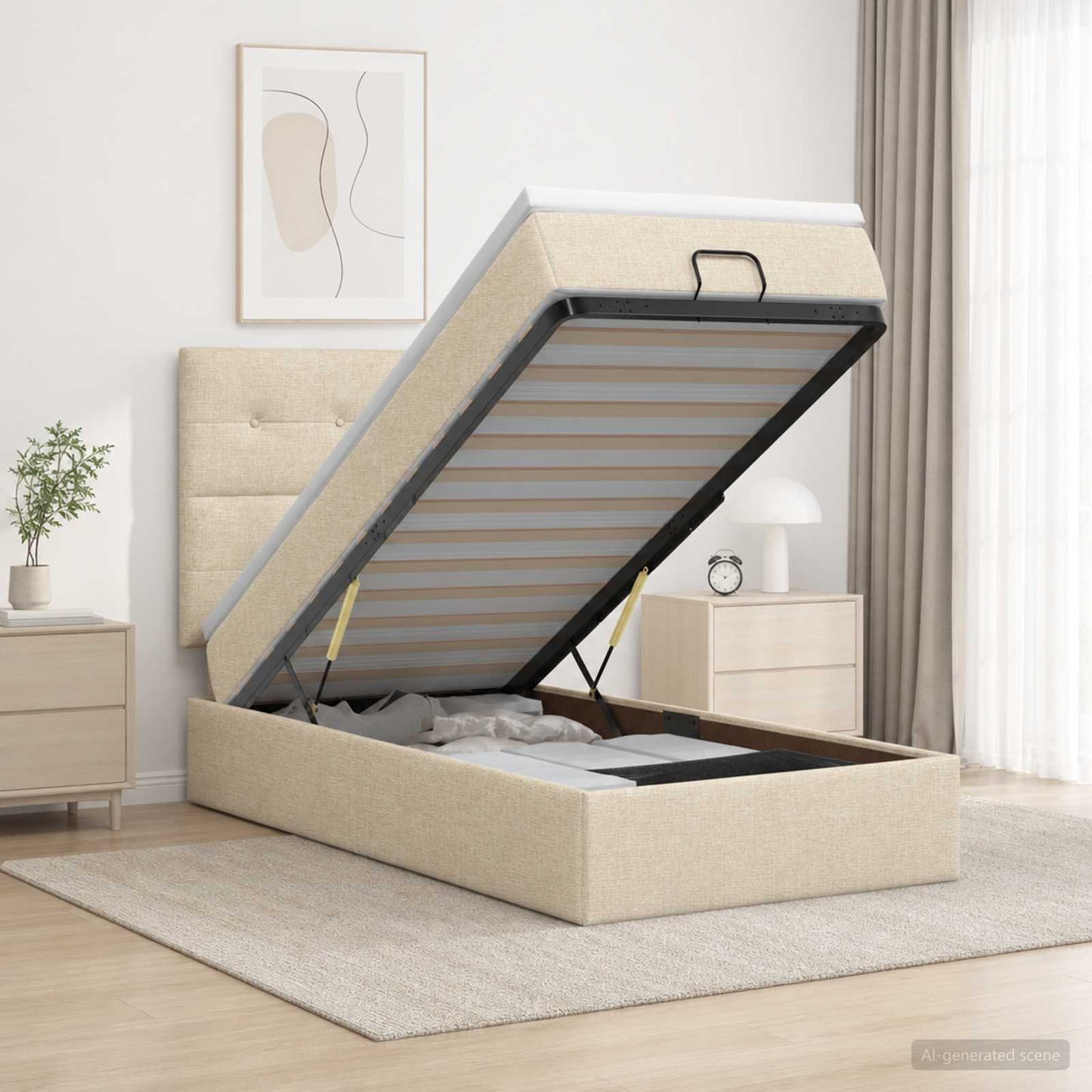 Óriási Ágy Matrac és LED világítással Krémszínű 90 x 200 cm