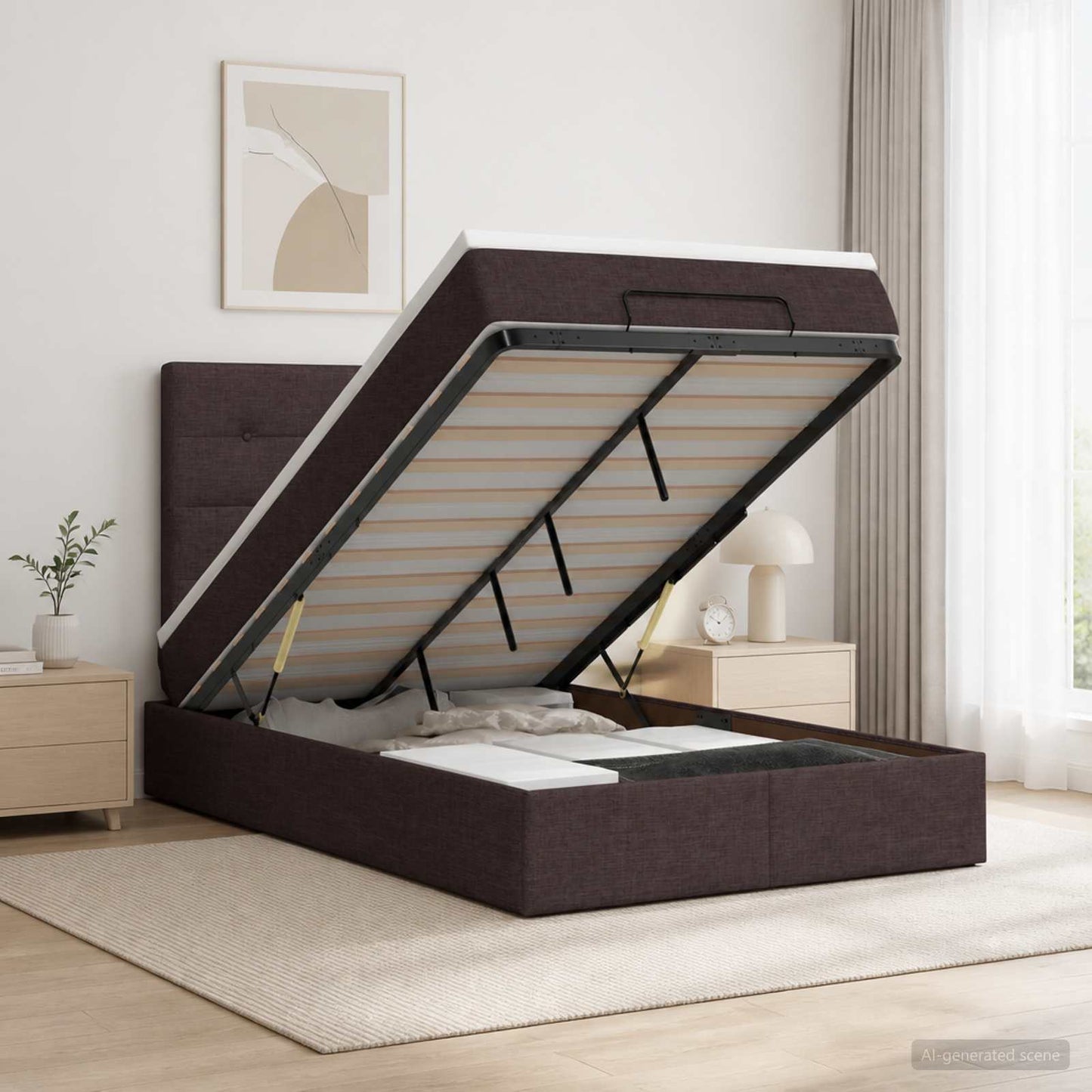 Óriási Ágy Matrac és LED világítással Sötét Barna 120 x 190 cm