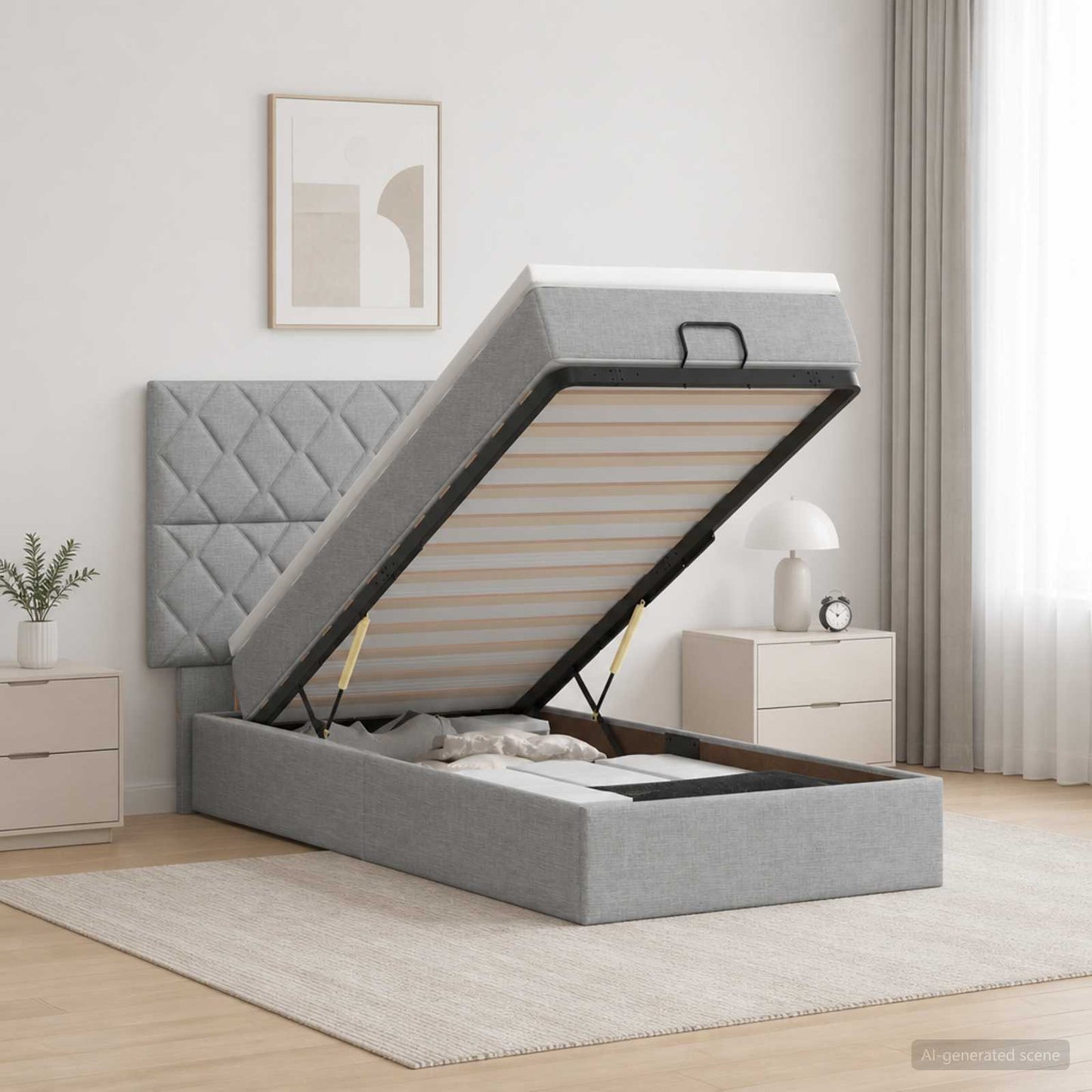 Óriási Ágy Matrac és LED világítással Világosszürke 90 x 200 cm