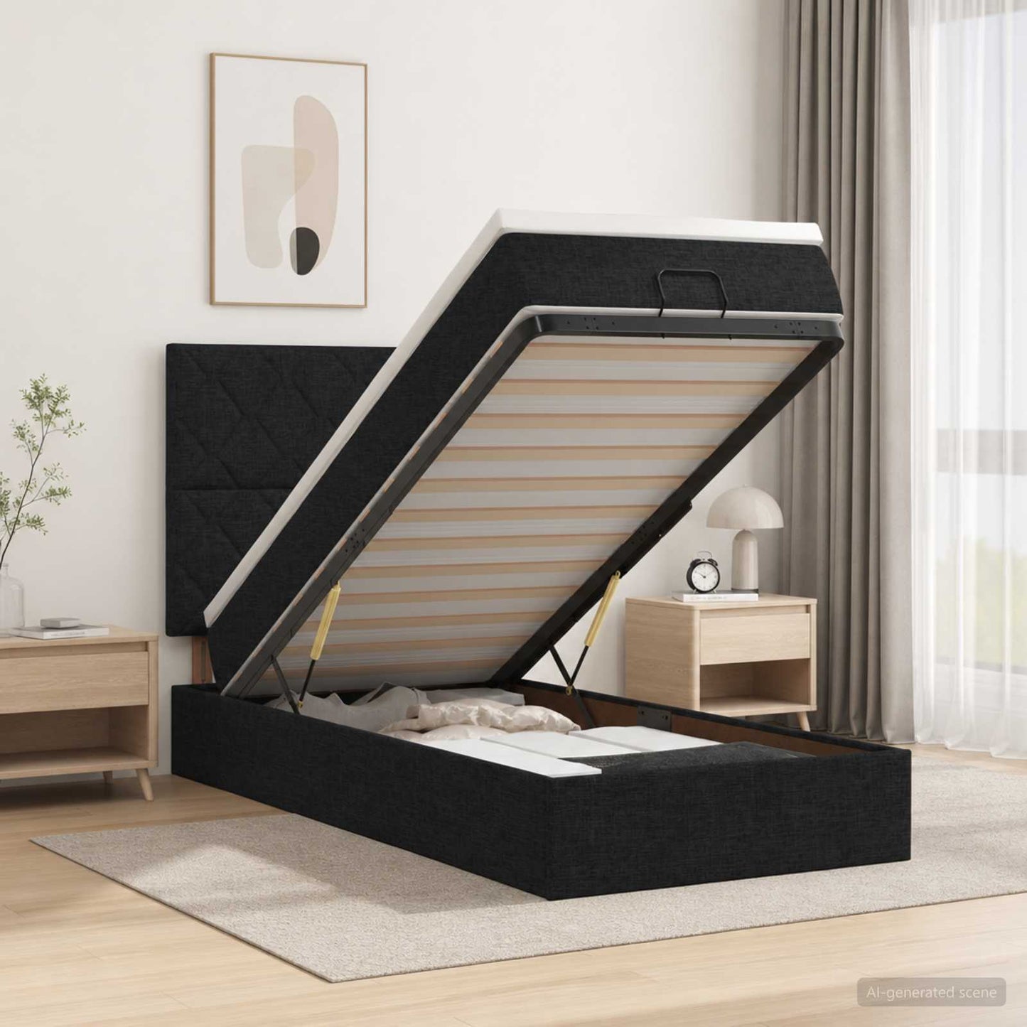 Óriási Ágy Matrac és LED világítással Fekete 100 x 200 cm