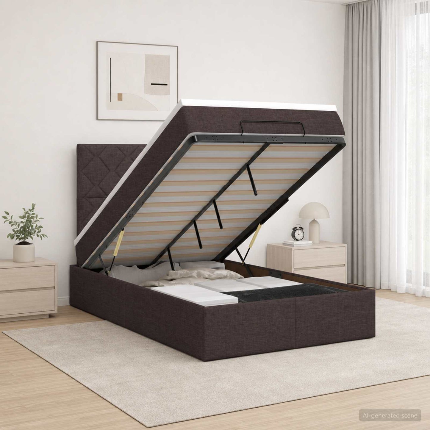 Óriási Ágy Matrac és LED világítással Sötét Barna 120 x 190 cm