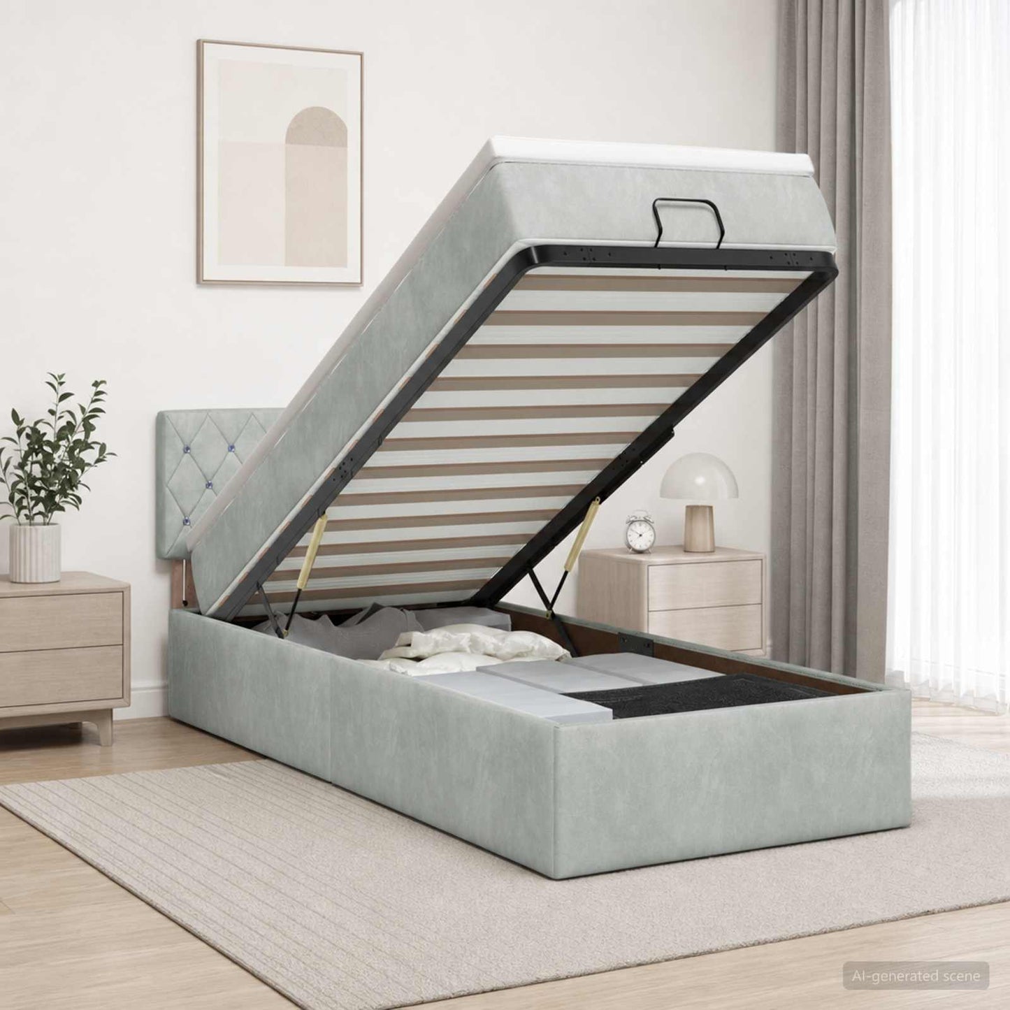 Óriási Ágy Matrac és LED világítással Világosszürke 80 x 200 cm