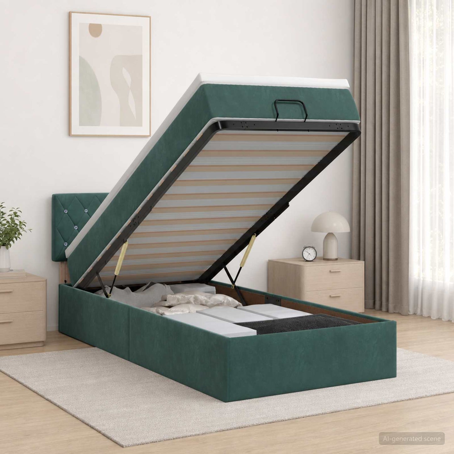 Óriási Ágy Matrac és LED világítással Sötétzöld 90 x 200 cm