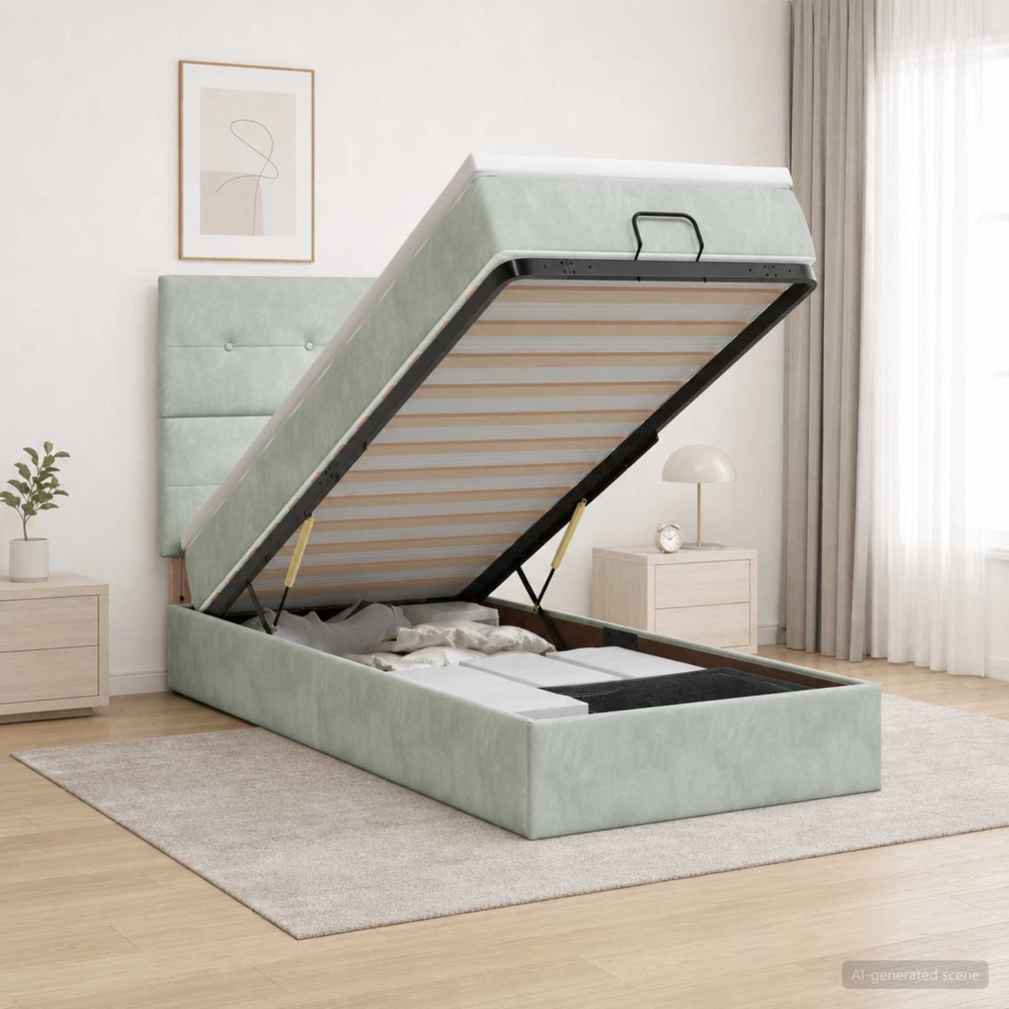 Óriási Ágy Matrac és LED világítással Világosszürke 80 x 200 cm