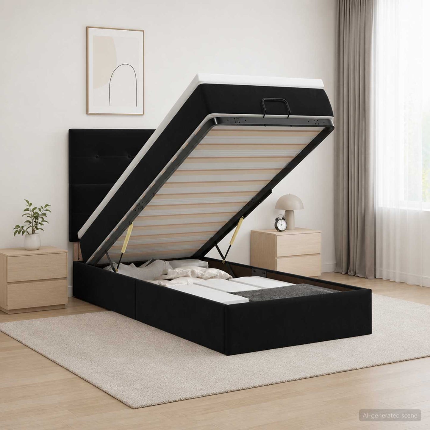 Óriási Ágy Matrac és LED világítással Fekete 100 x 200 cm