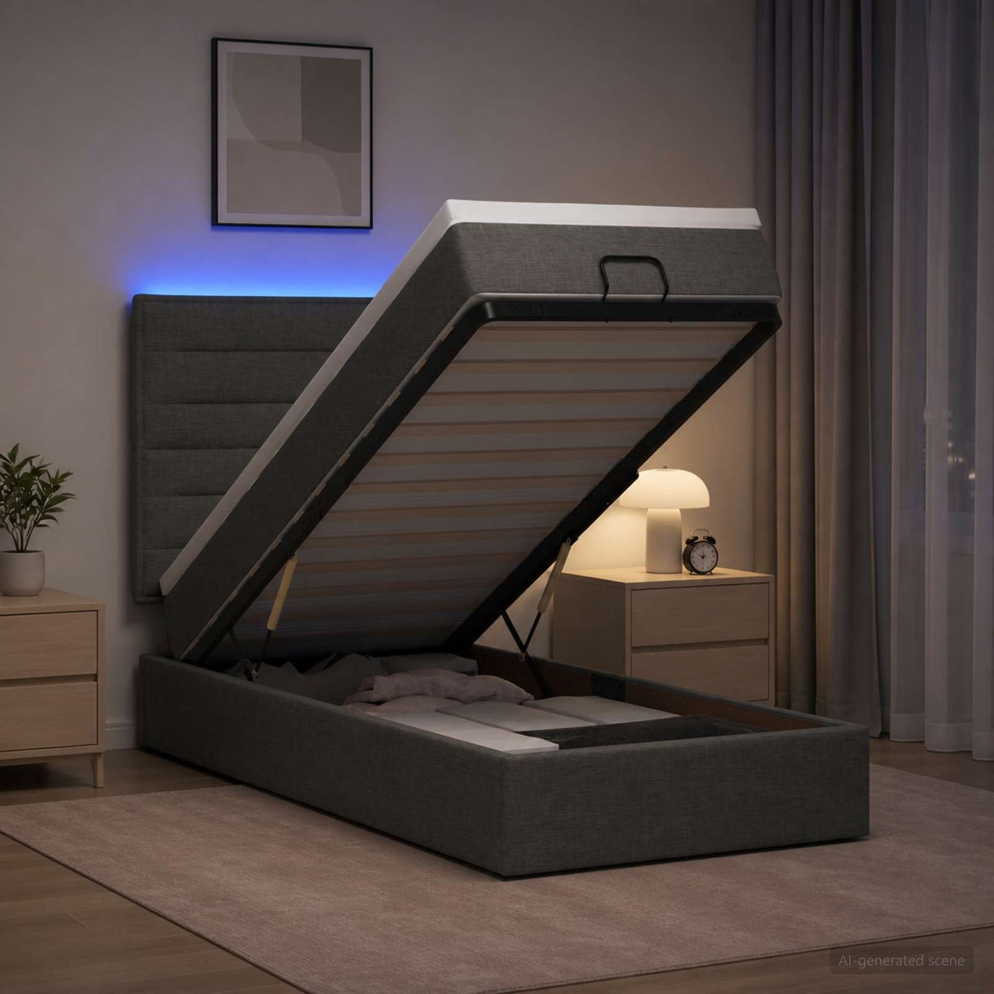 Óriási Ágy Matrac és LED világítással Sötétszürke 80 x 200 cm