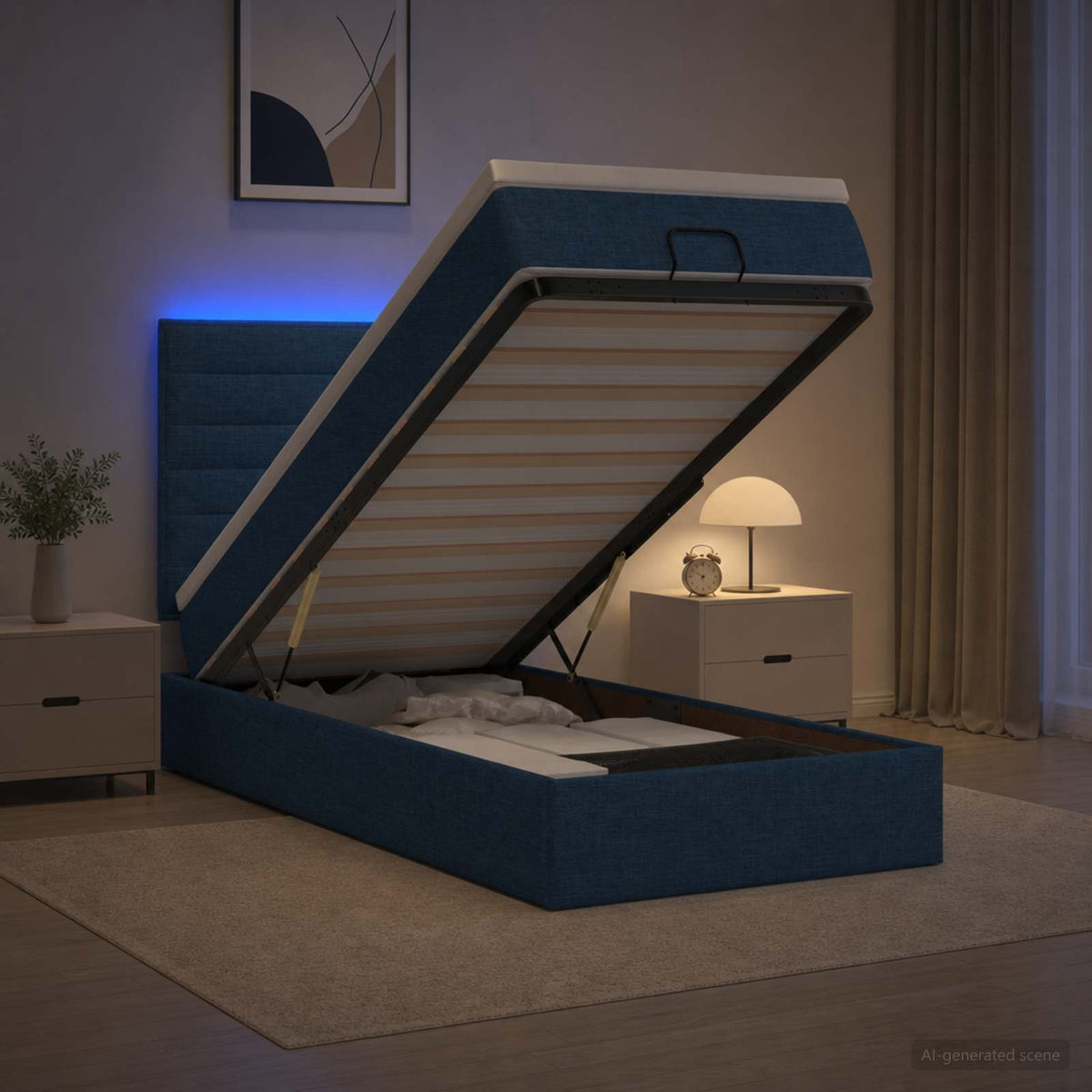 Óriási Ágy Matrac és LED világítással Kék 100 x 200 cm Szövet
