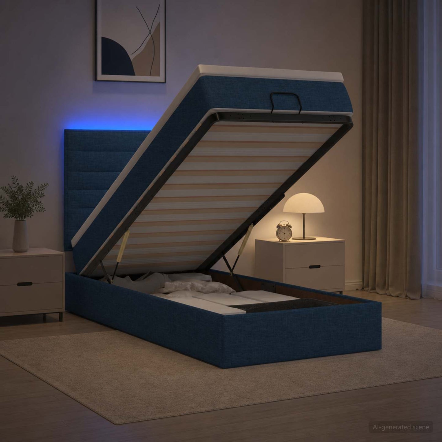 Óriási Ágy Matrac és LED világítással Kék 90 x 200 cm Szövet