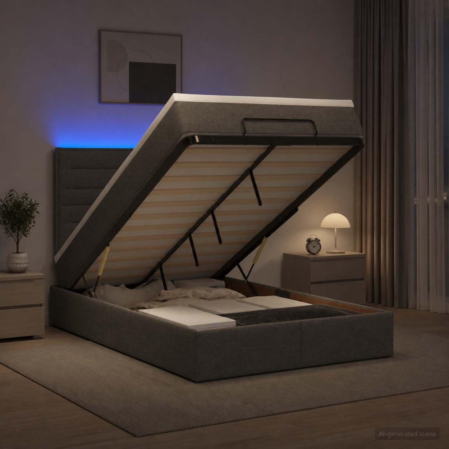 Óriási Ágy Matrac és LED világítással Sötétszürke 120 x 200 cm
