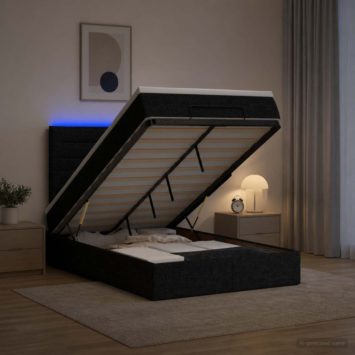 Óriási Ágy Matrac és LED világítással Fekete 120 x 200 cm