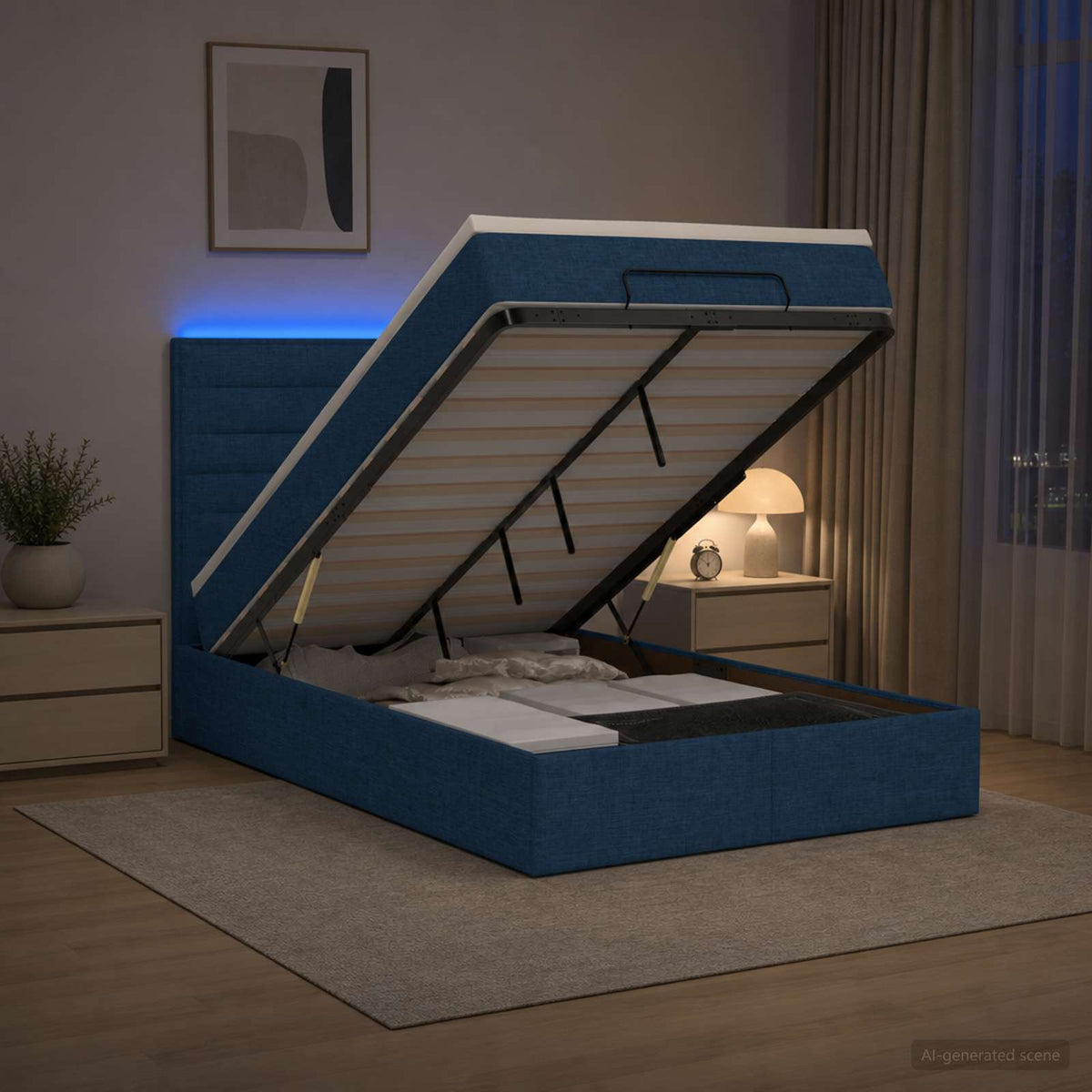 Óriási Ágy Matrac és LED világítással Kék 120 x 190 cm Szövet