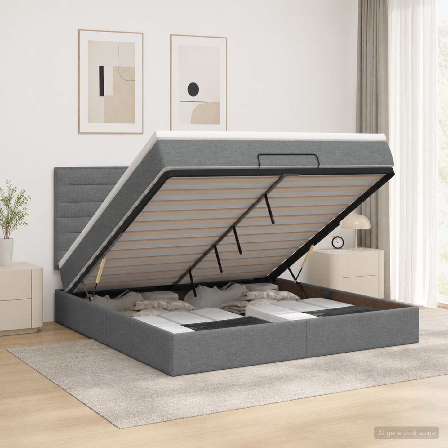Óriási Ágy Matrac és LED világítással Sötétszürke 140 x 190 cm