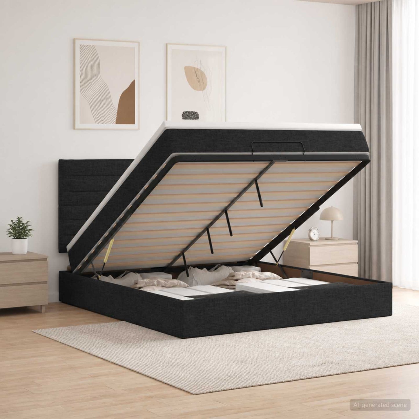 Óriási Ágy Matrac és LED világítással Fekete 140 x 190 cm
