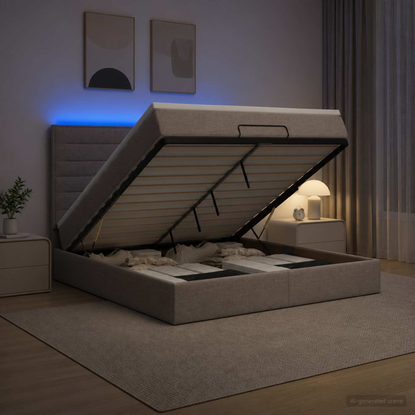 Óriási Ágy Matrac és LED világítással Tópszínű 140 x 190 cm
