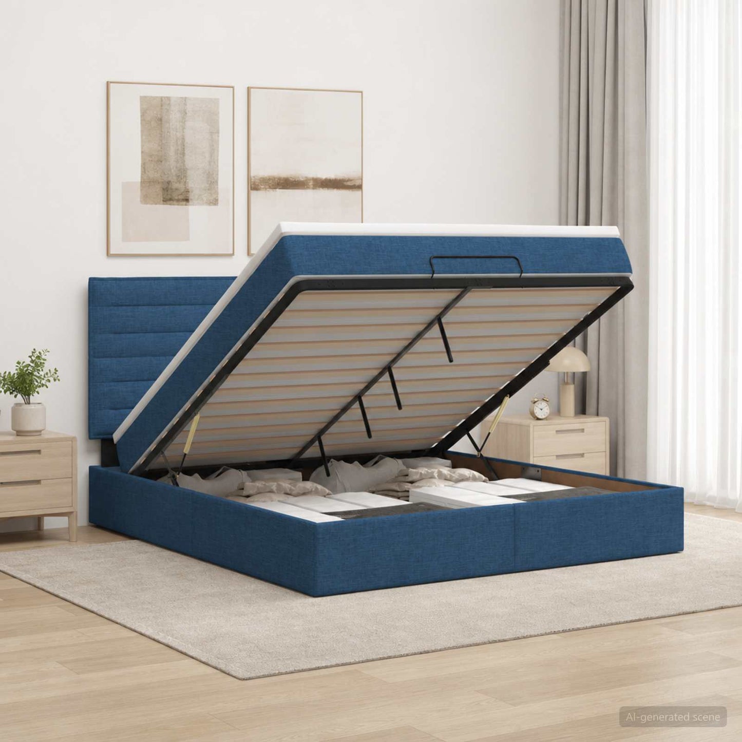Óriási Ágy Matrac és LED világítással Kék 180 x 200 cm Szövet