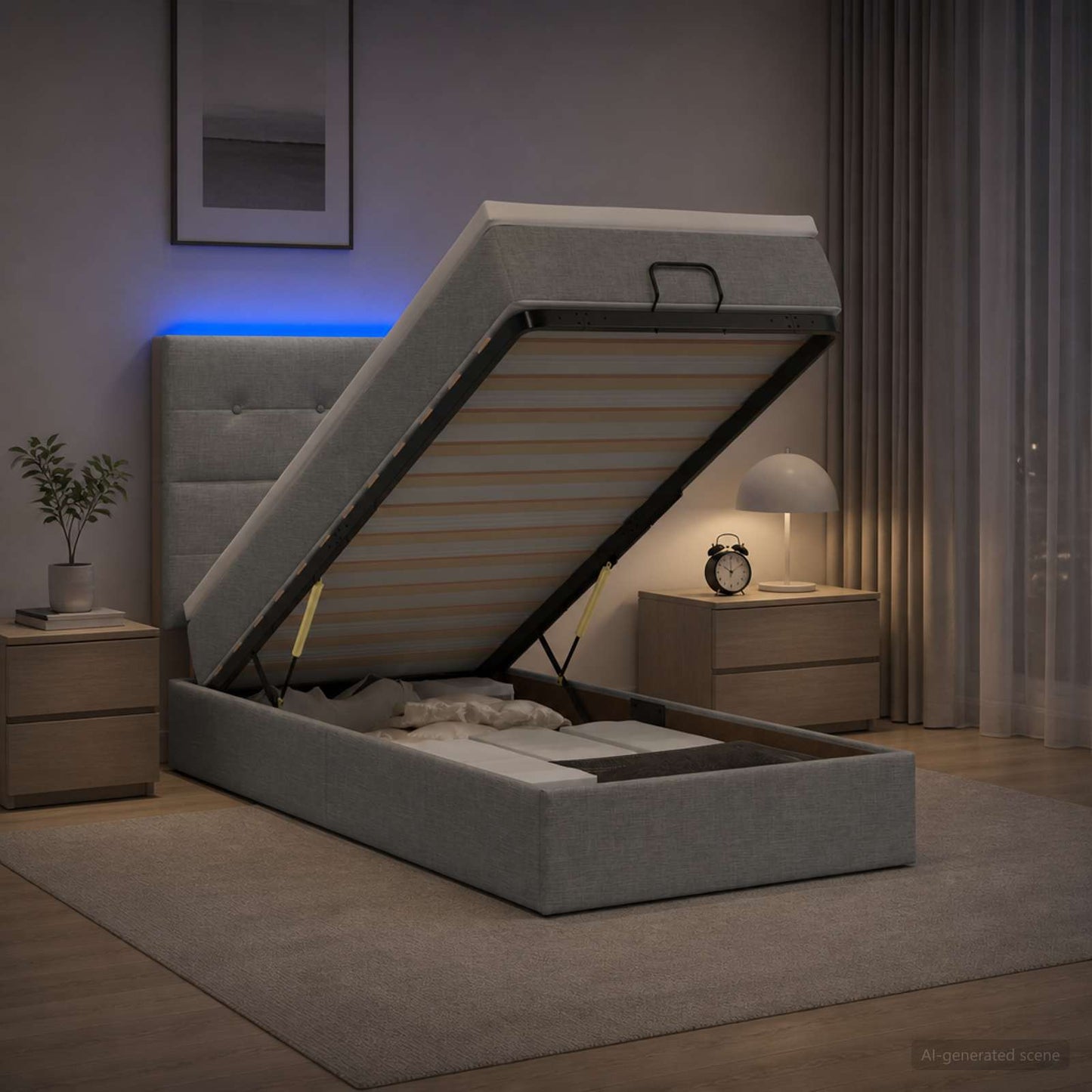 Óriási Ágy Matrac és LED világítással Világosszürke 80 x 200 cm