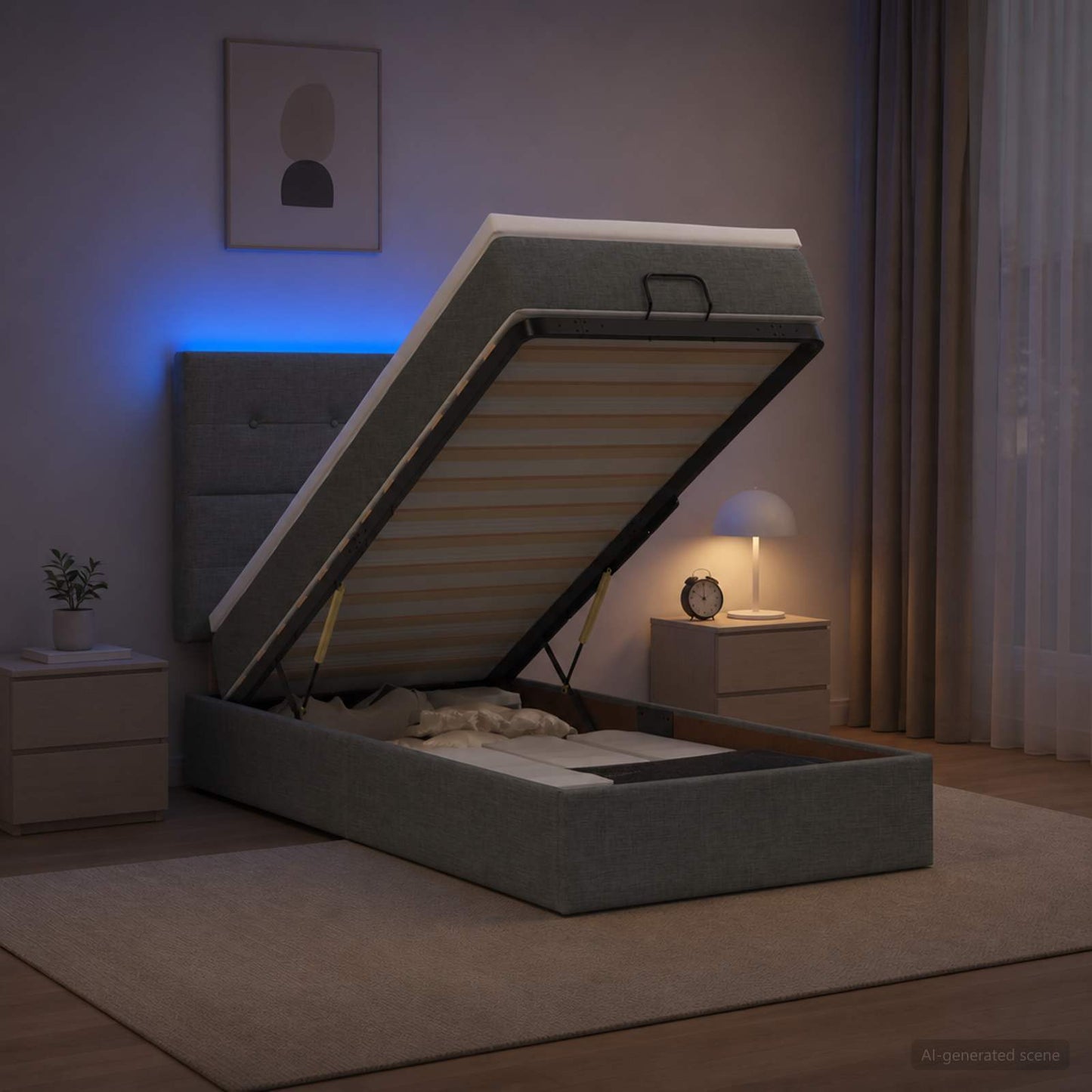 Óriási Ágy Matrac és LED világítással Sötétszürke 80 x 200 cm
