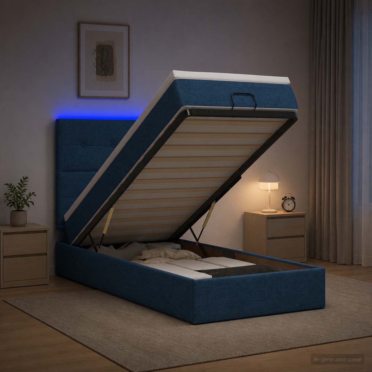 Óriási Ágy Matrac és LED világítással Kék 90 x 200 cm Szövet
