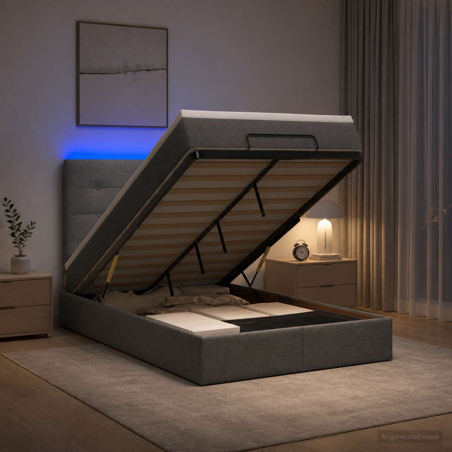 Óriási Ágy Matrac és LED világítással Sötétszürke 120 x 190 cm