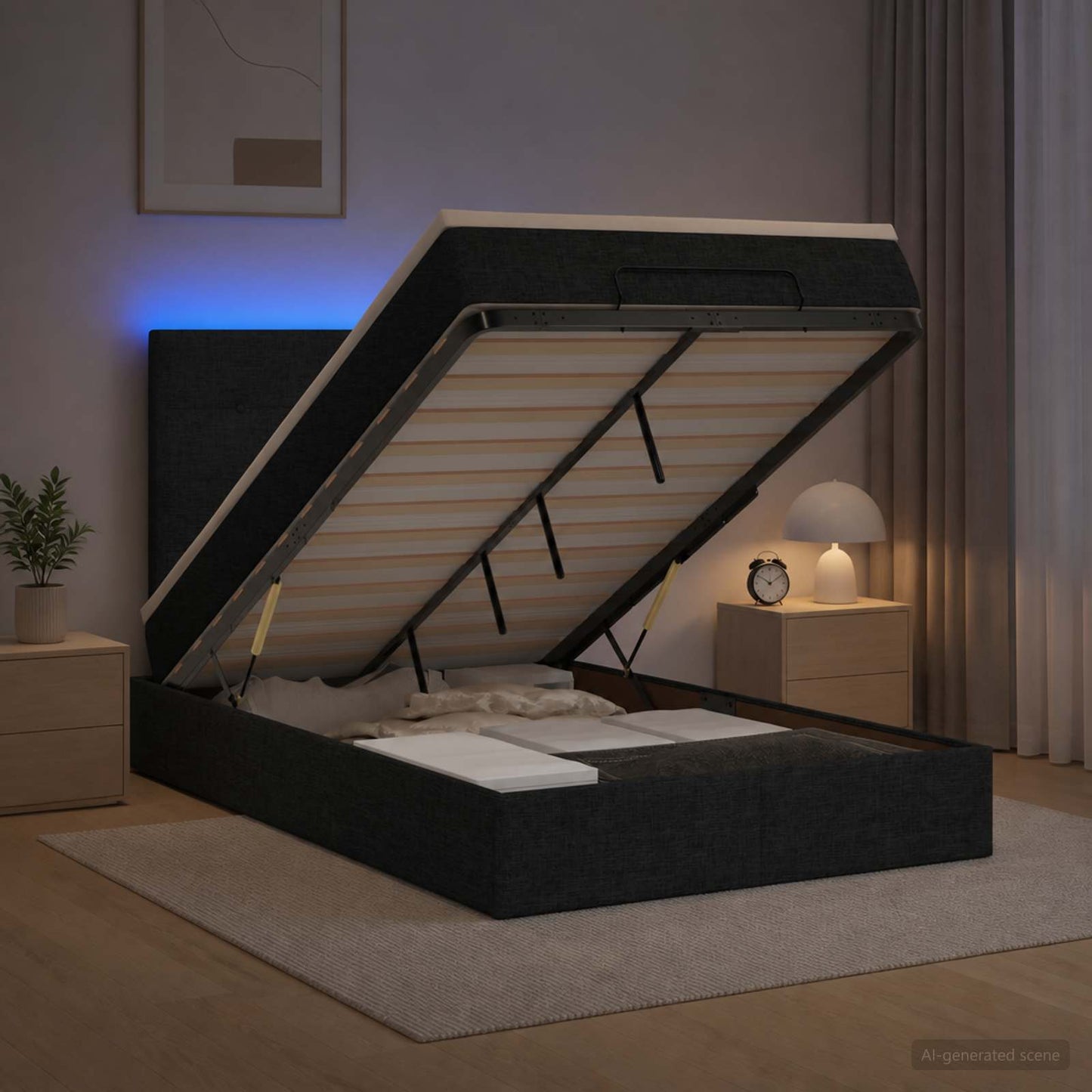 Óriási Ágy Matrac és LED világítással Fekete 120 x 190 cm