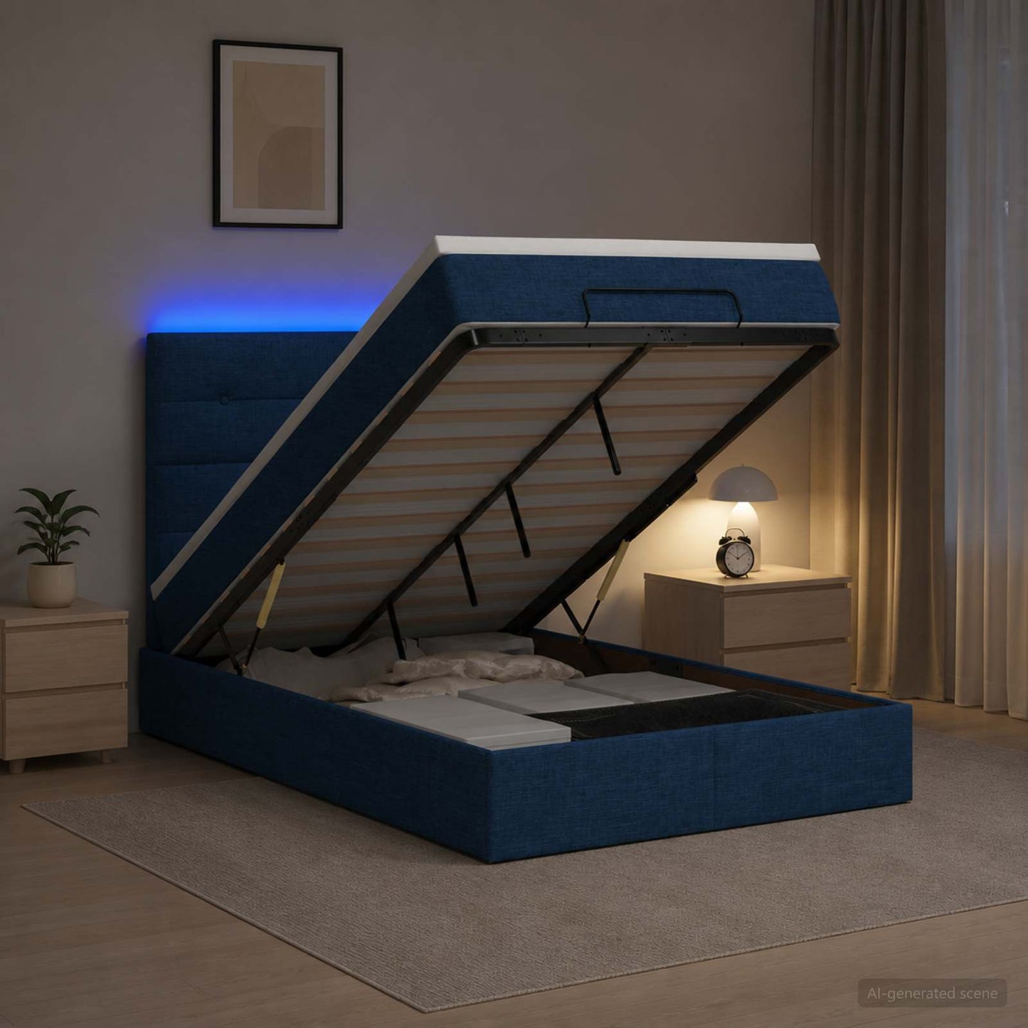 Óriási Ágy Matrac és LED világítással Kék 120 x 200 cm Szövet