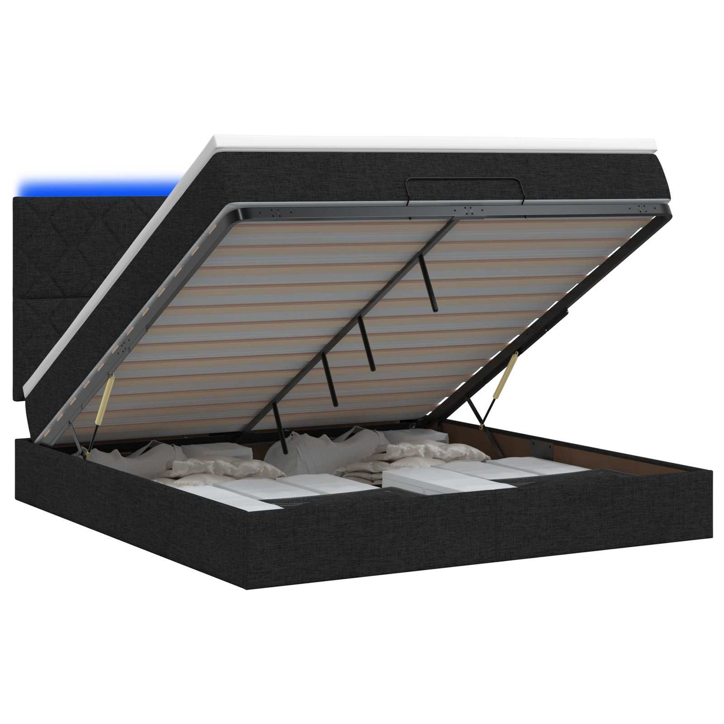 Óriási Ágy Matrac és LED világítással Fekete 140 x 190 cm