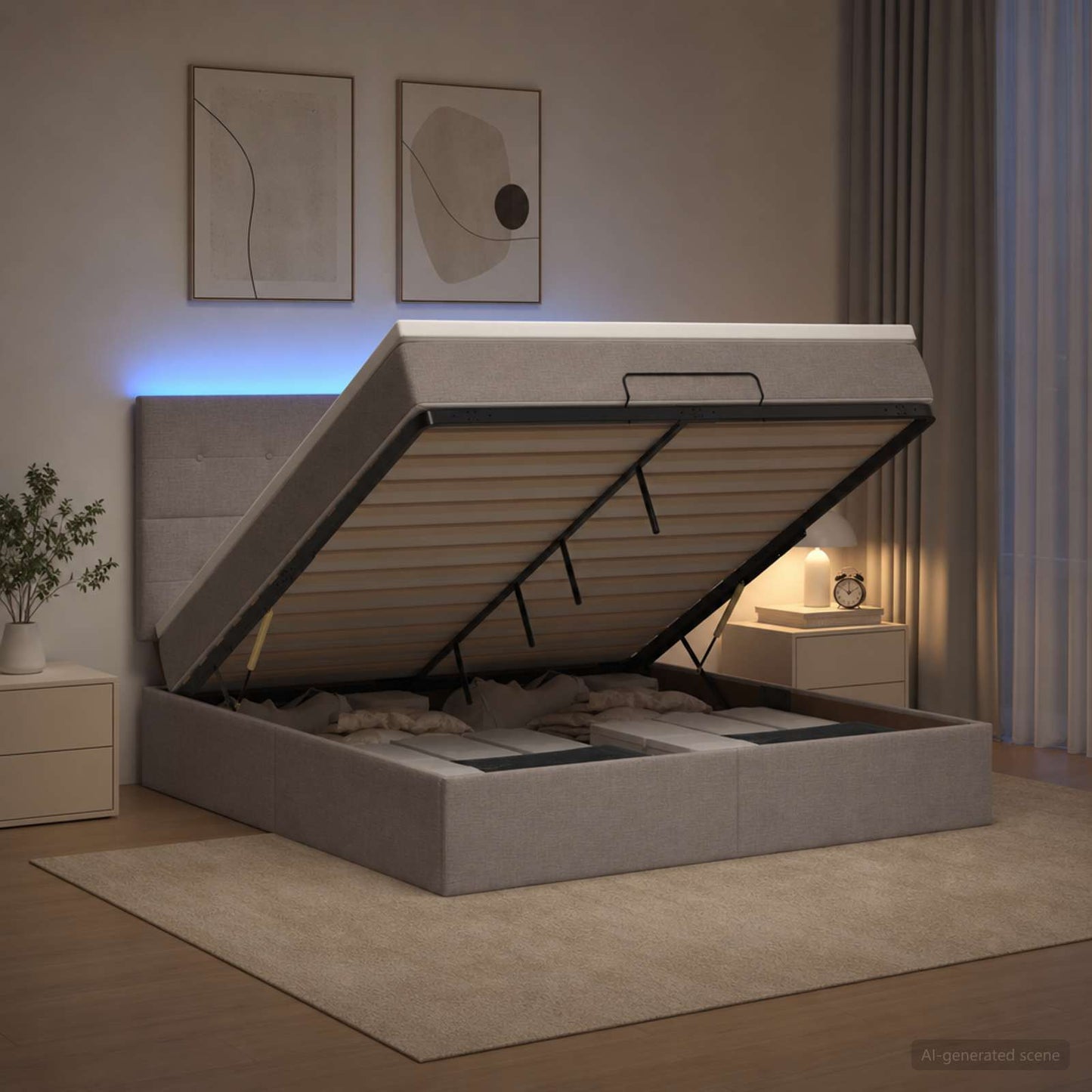 Óriási Ágy Matrac és LED világítással Tópszínű 180 x 200 cm