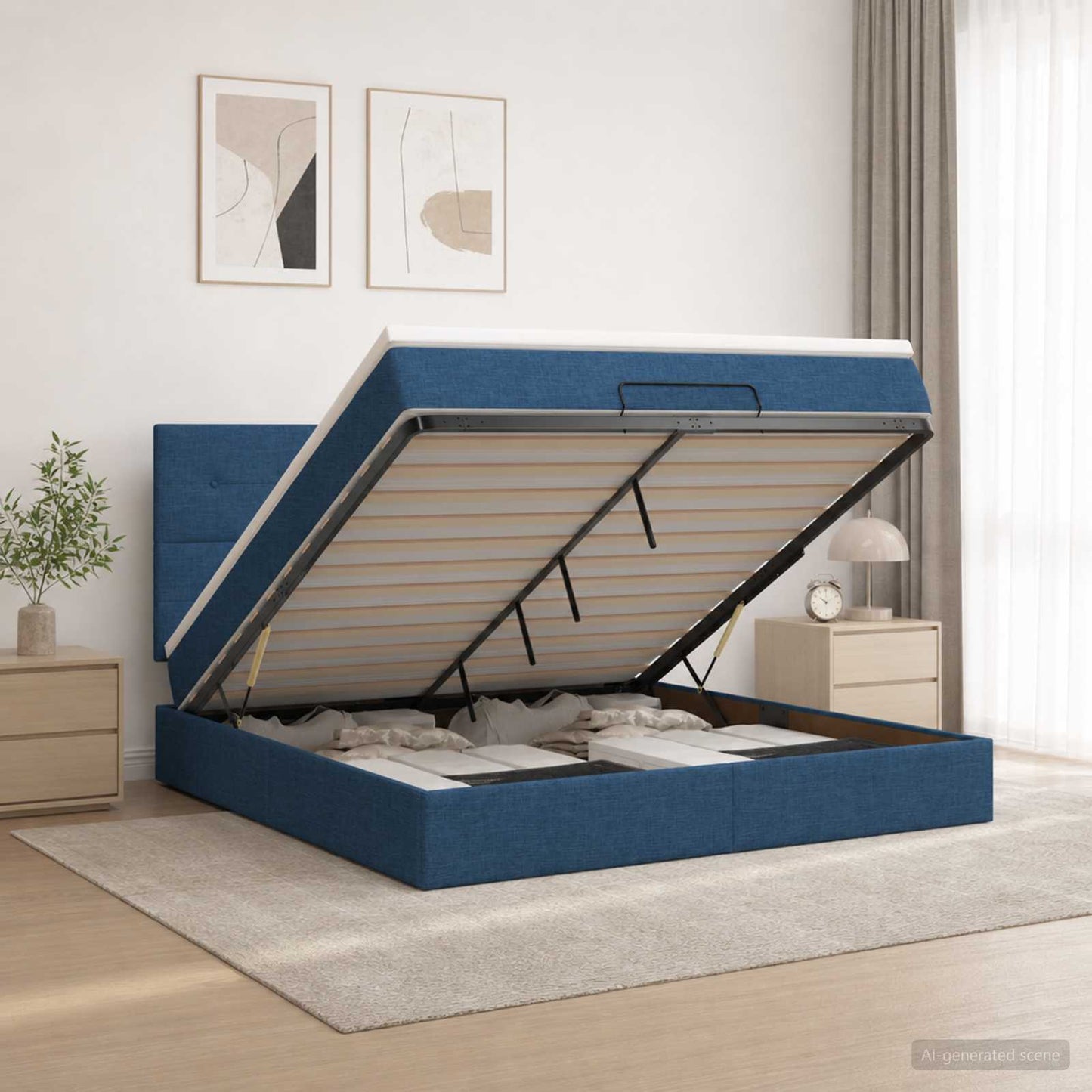 Óriási Ágy Matrac és LED világítással Kék 160 x 200 cm Szövet