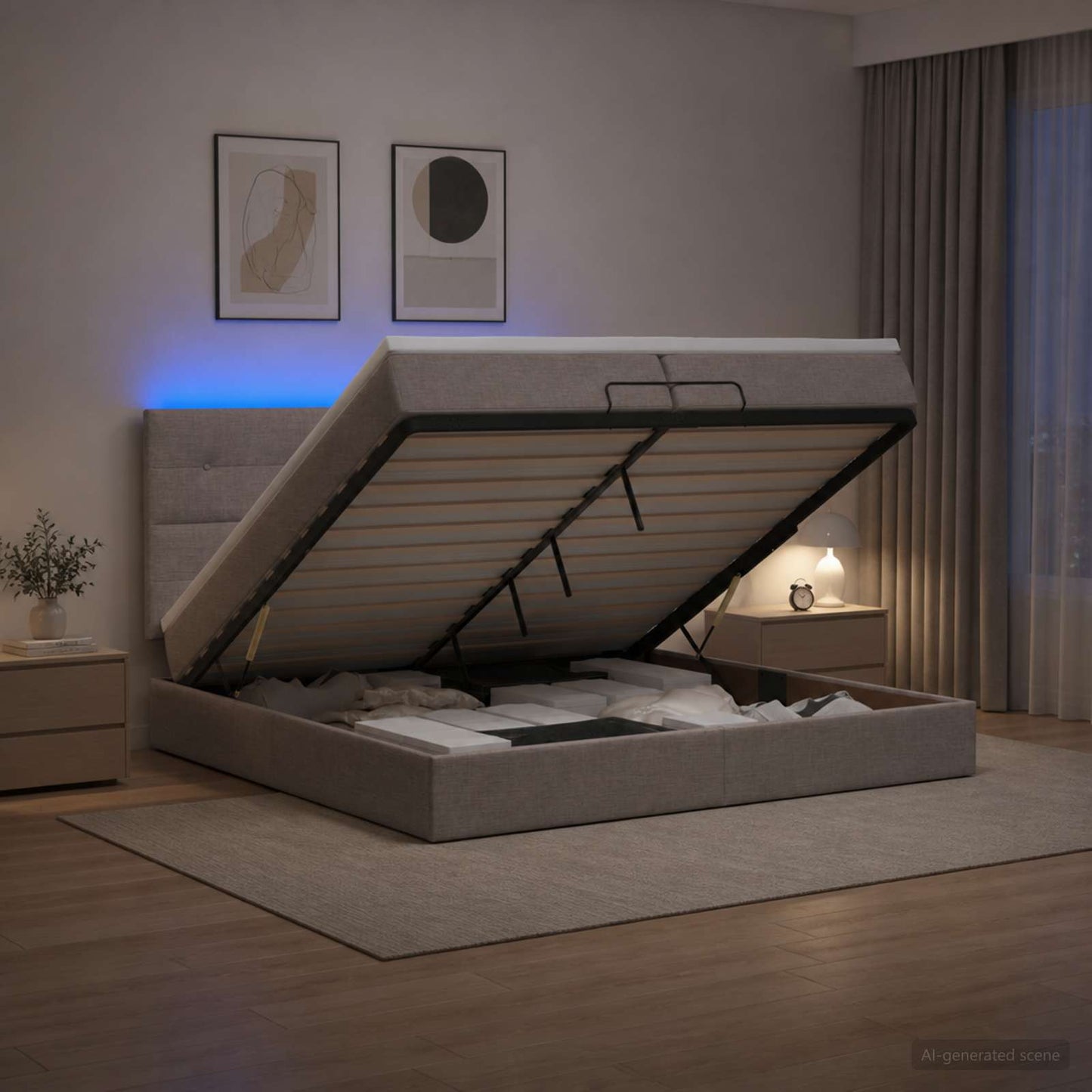 Óriási Ágy Matrac és LED világítással Tópszínű 200 x 200 cm