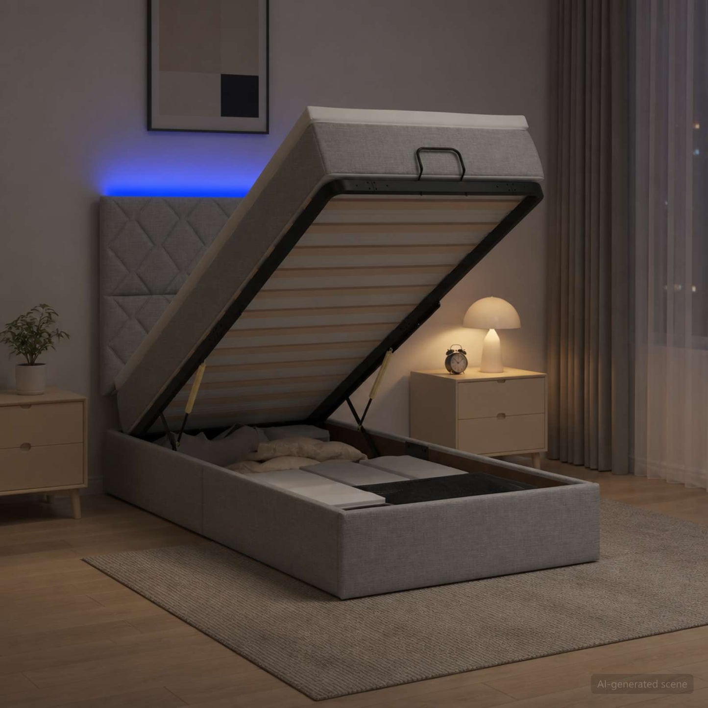 Óriási Ágy Matrac és LED világítással Világosszürke 90 x 200 cm